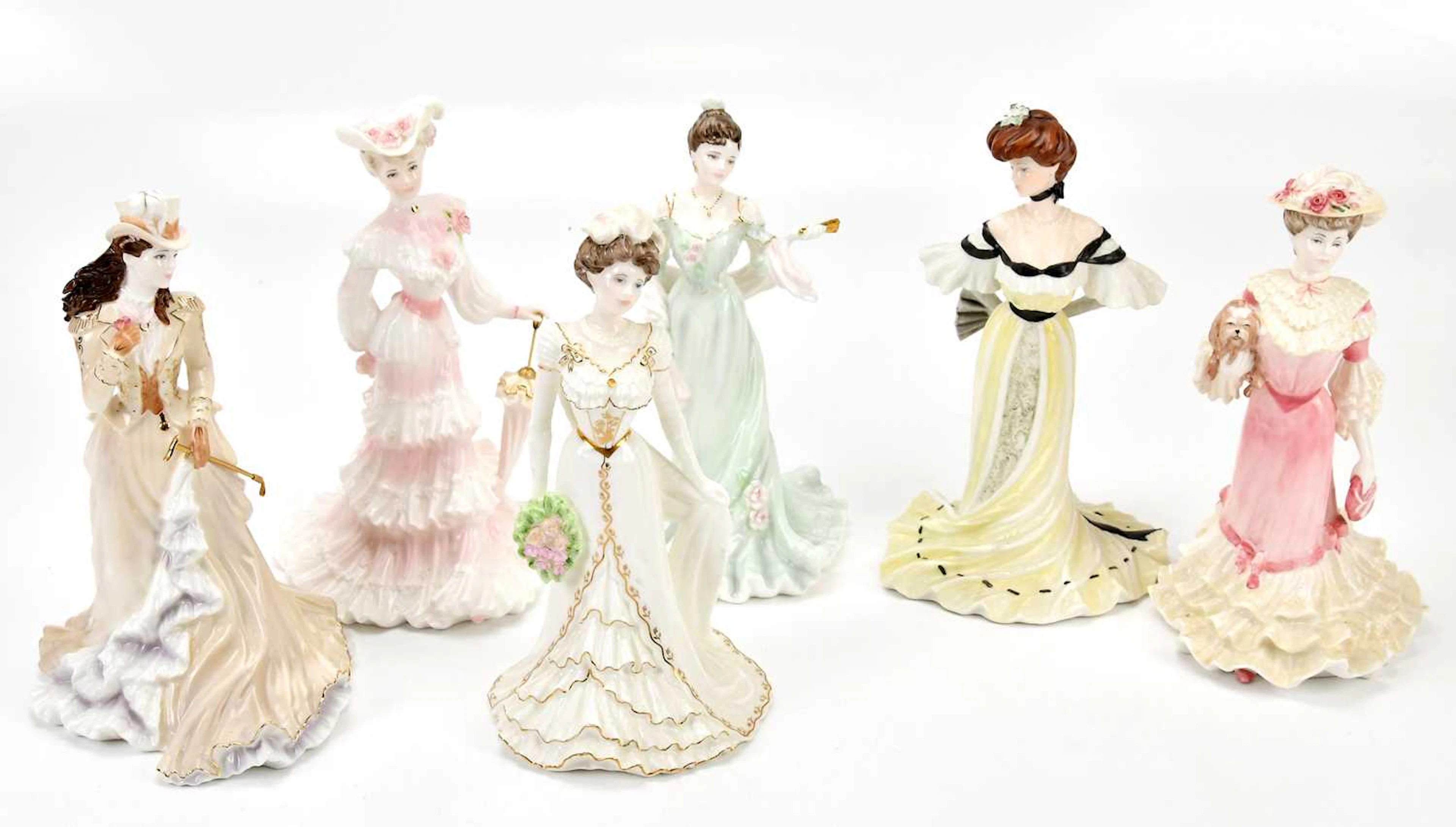 COALPORT; six figures including 'Lady Alice'