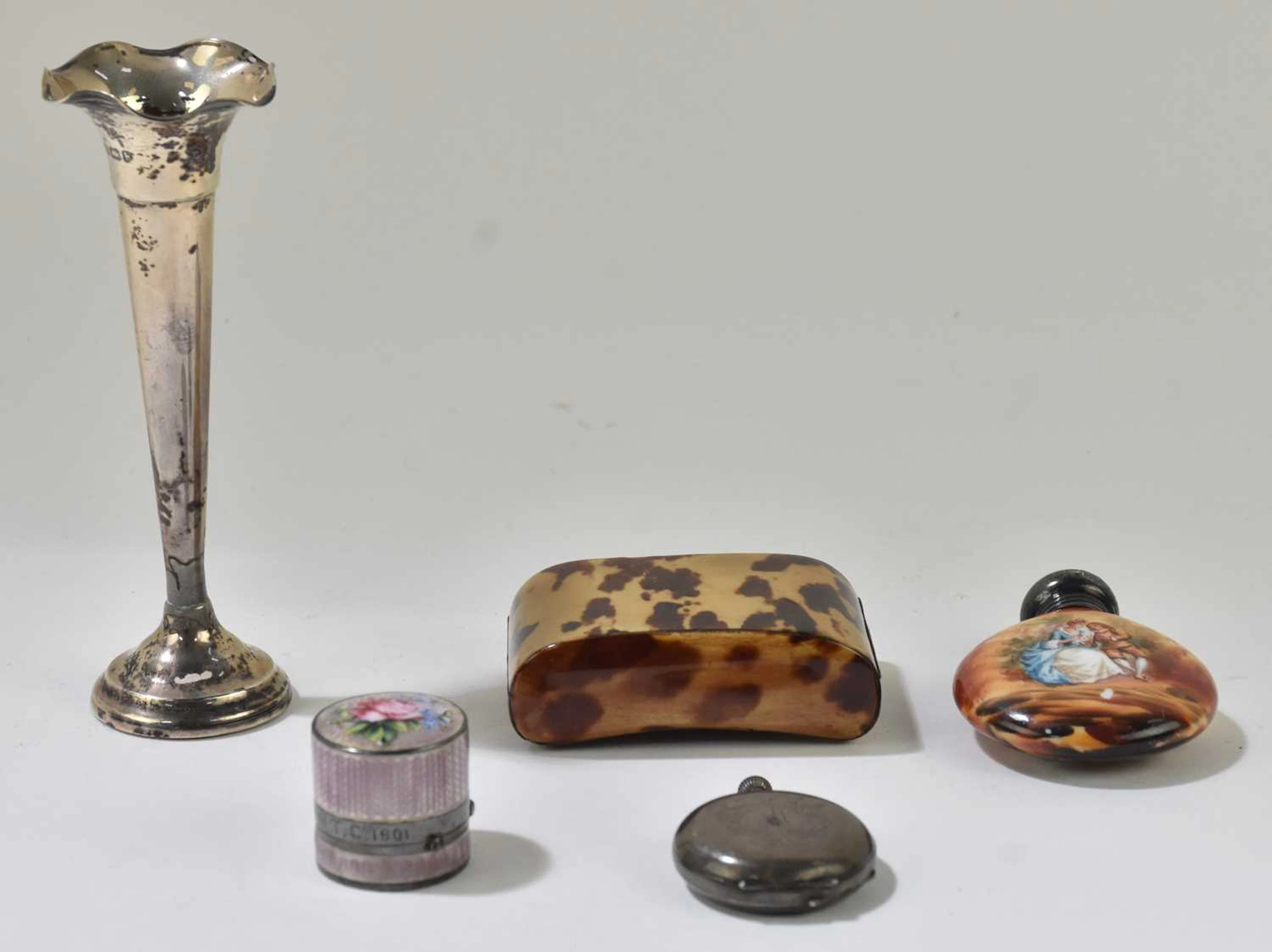 A small Edward VII hallmarked silver trumpet vase