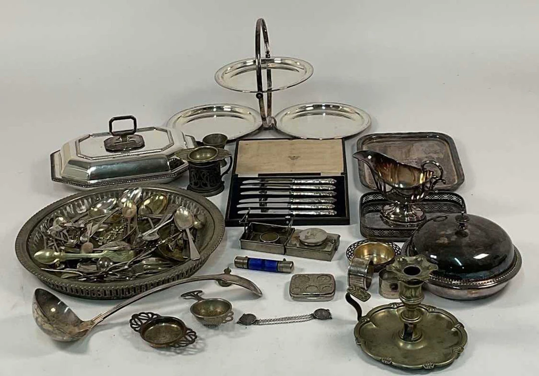 A quantity of silver plate to include a salver