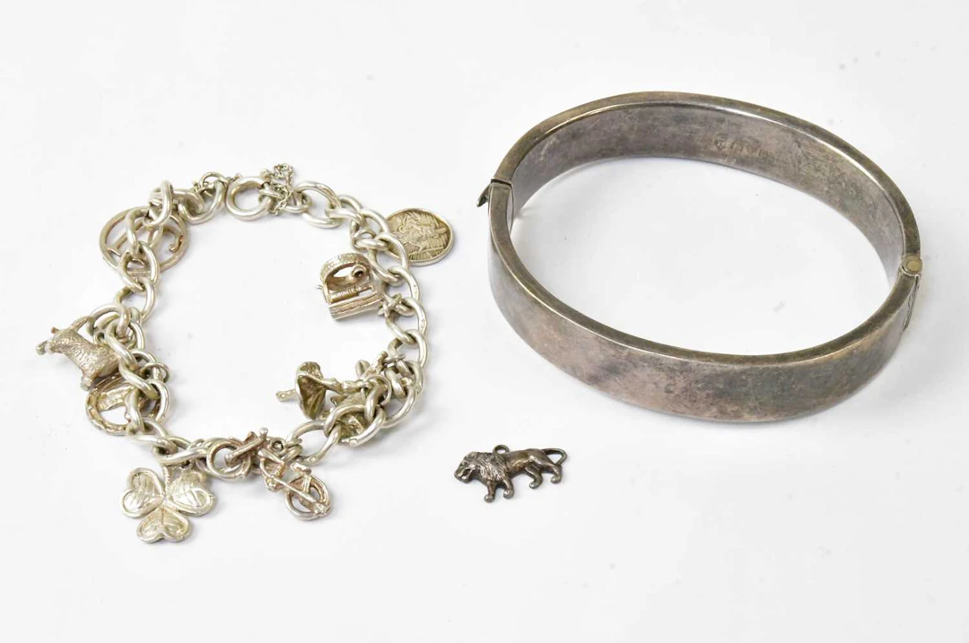 A hallmarked silver hinged bangle