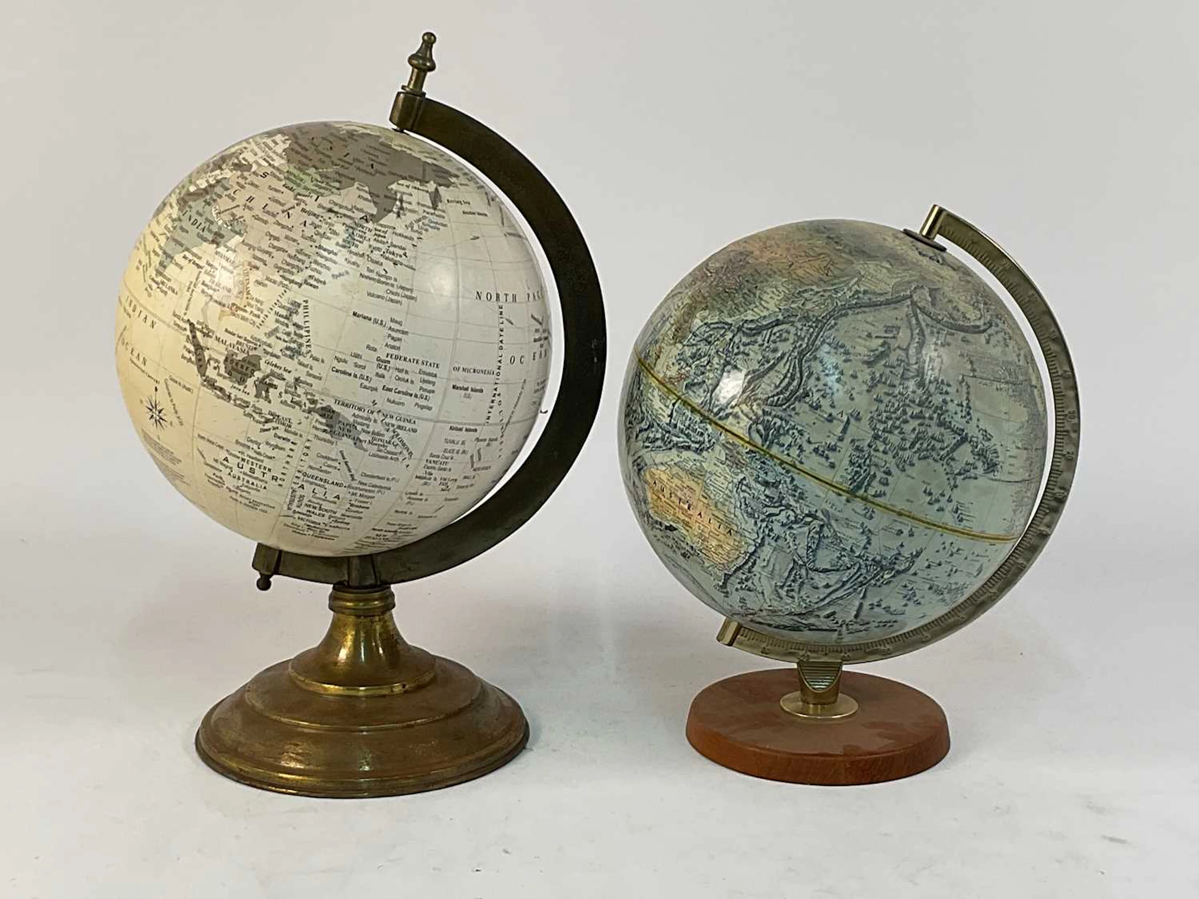 Two terrestrial globes
