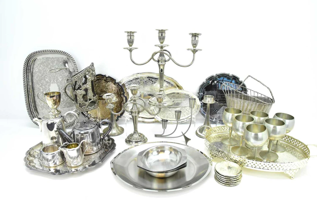 A collection of various items of silver plate including trays