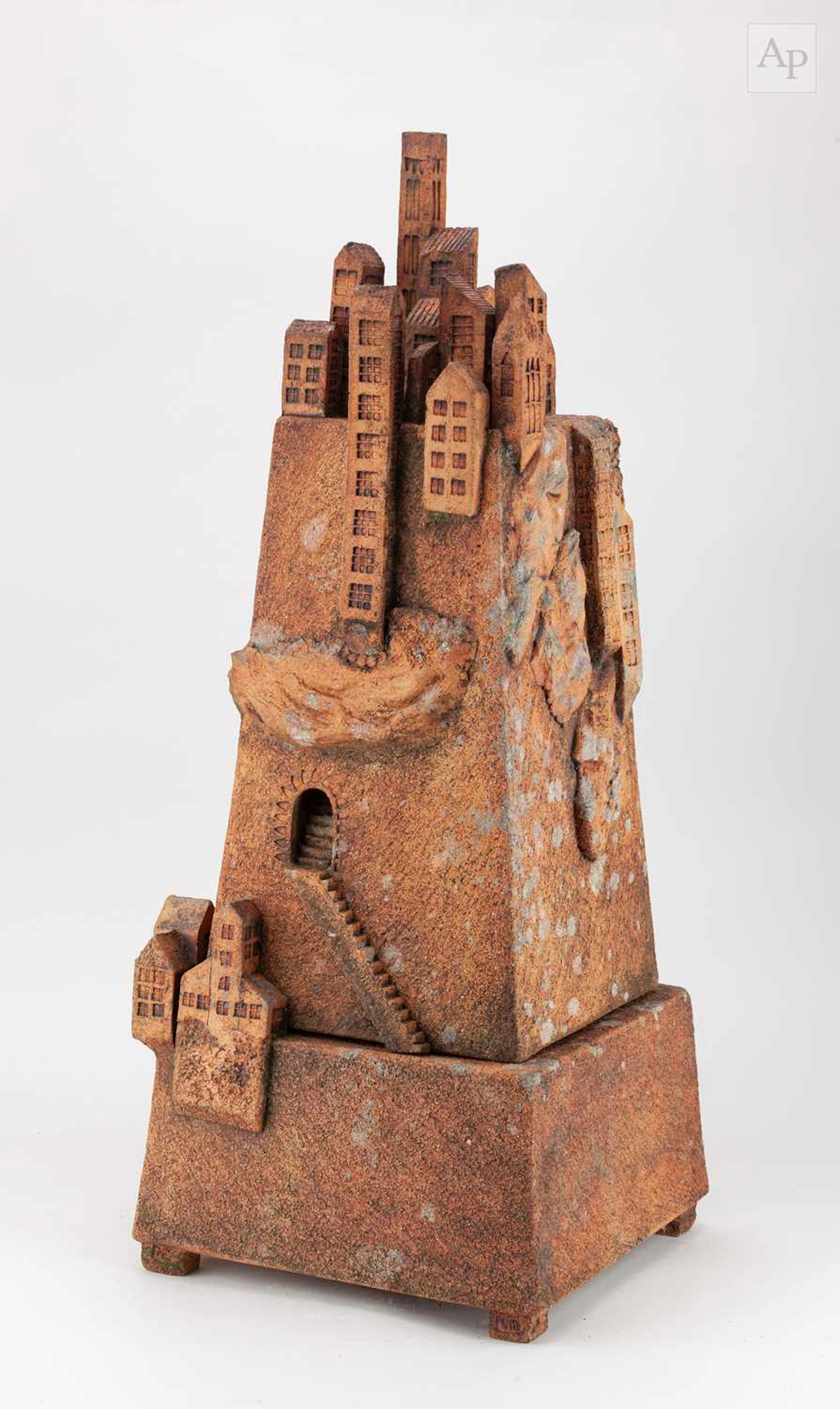 NIGEL EDMONDSON (1941-2025); a large stoneware bipartite tower sculpture