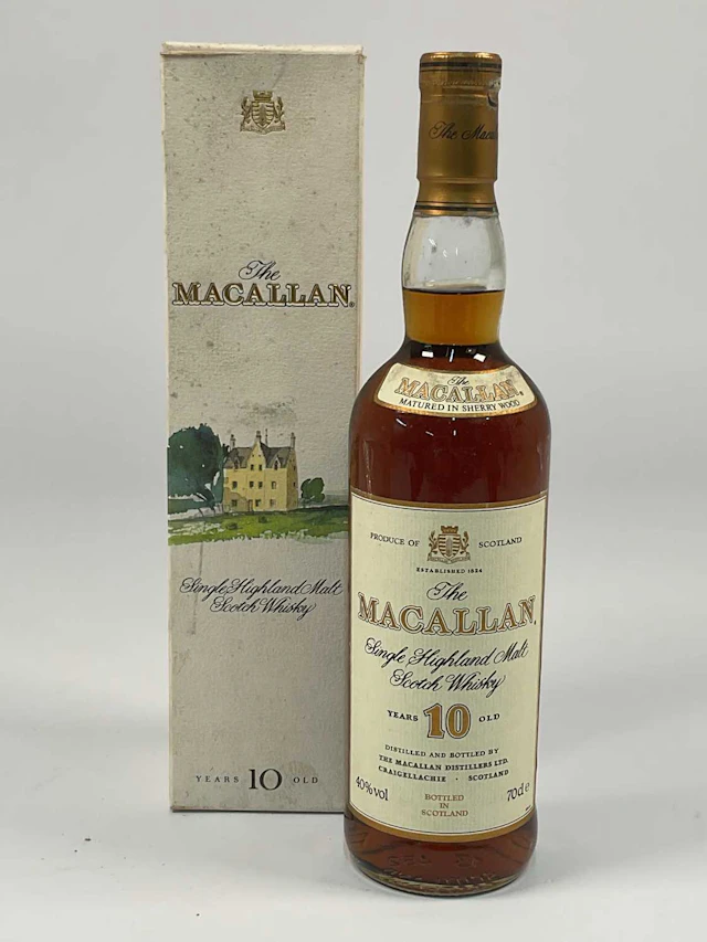 WHISKY; a bottle of The Macallan single Highland malt 10 year old Scotch whisky