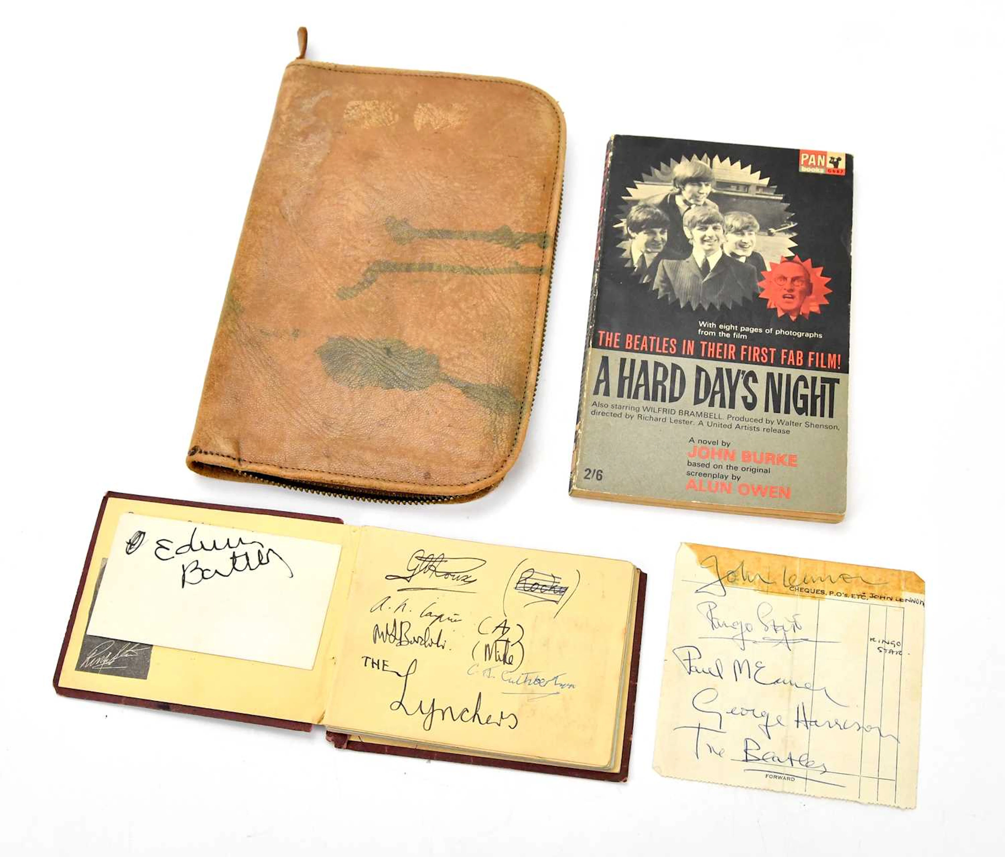 THE BEATLES; four autographs on a Martins Bank stub