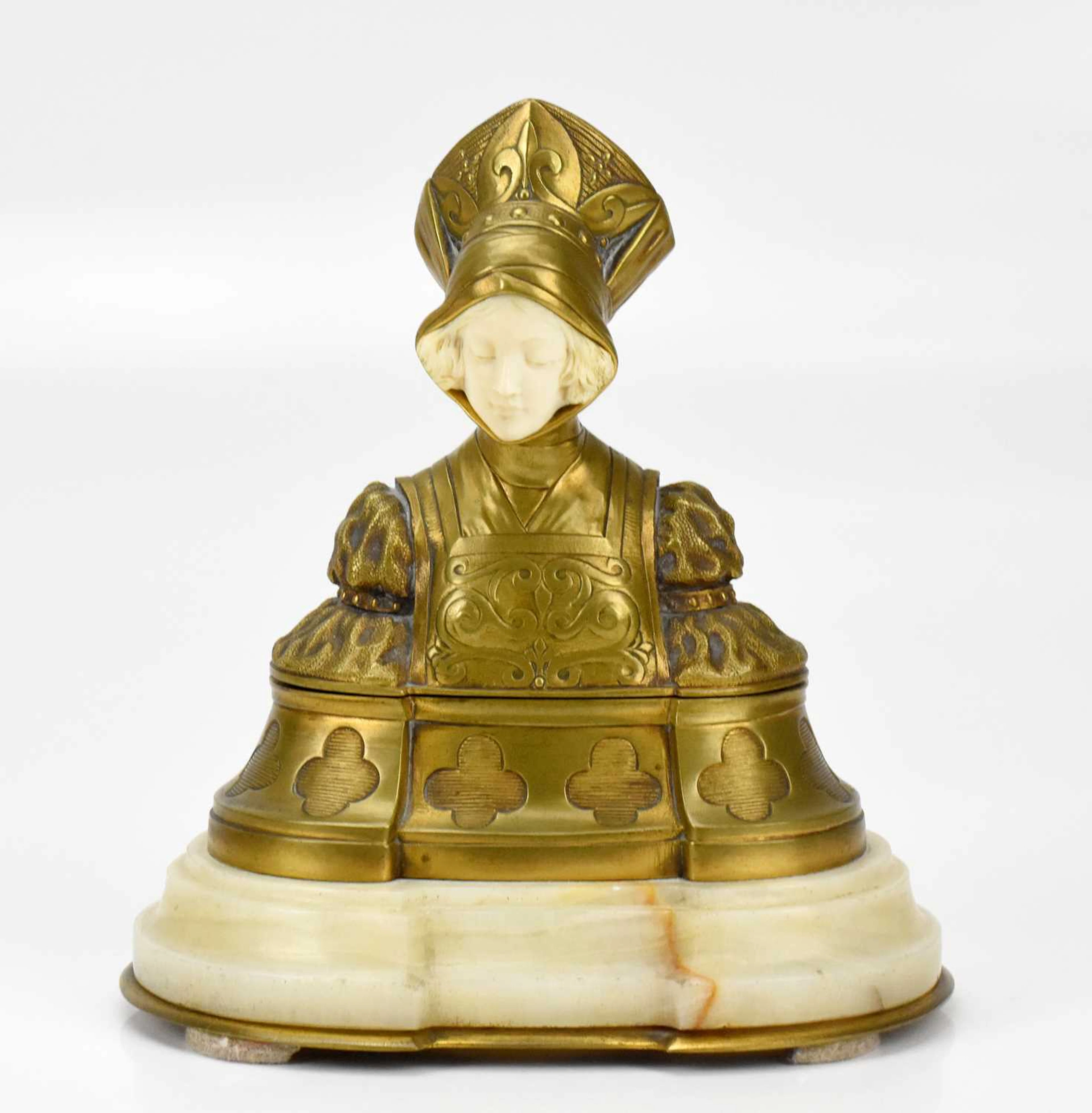 DOMINIQUE ALONZO; an Arts and Crafts gilt bronze and...