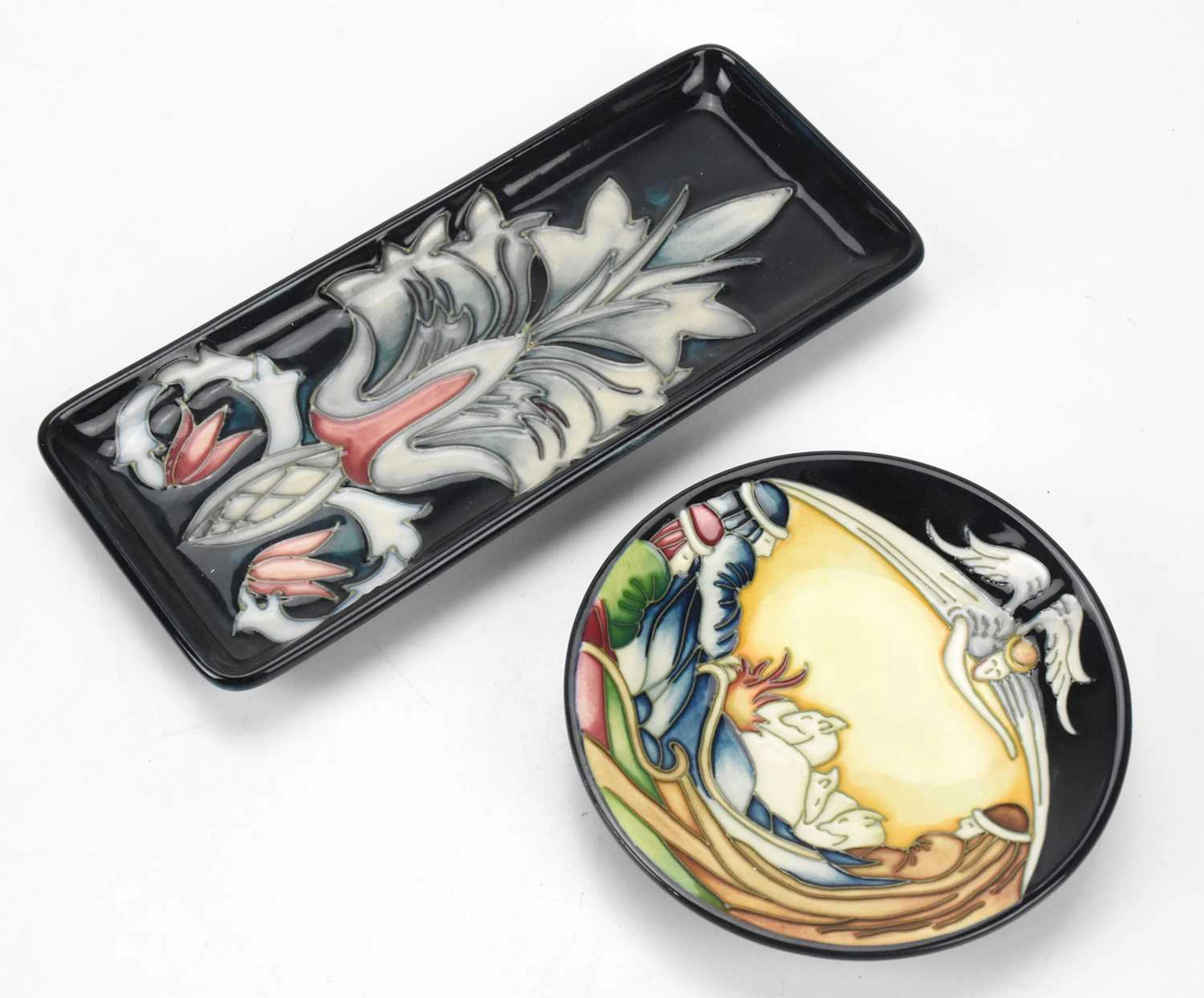 PHILIP GIBSON FOR MOORCROFT; a rectangular pin tray