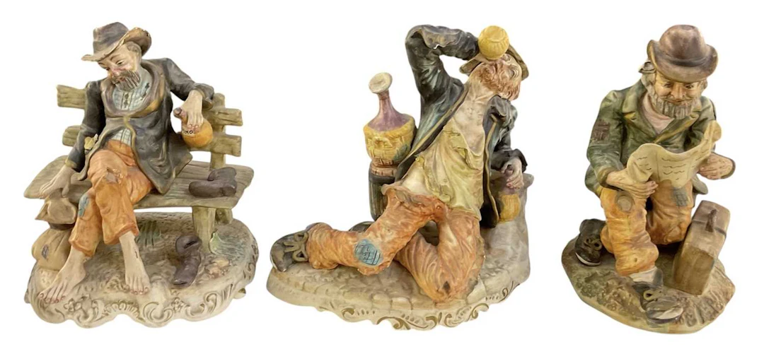 CAPODIMONTE; three assorted porcelain figures