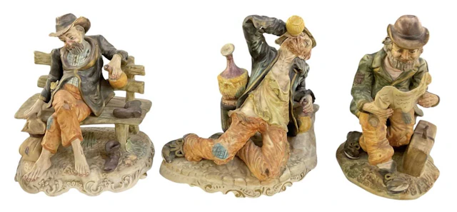 CAPODIMONTE; three assorted porcelain figures