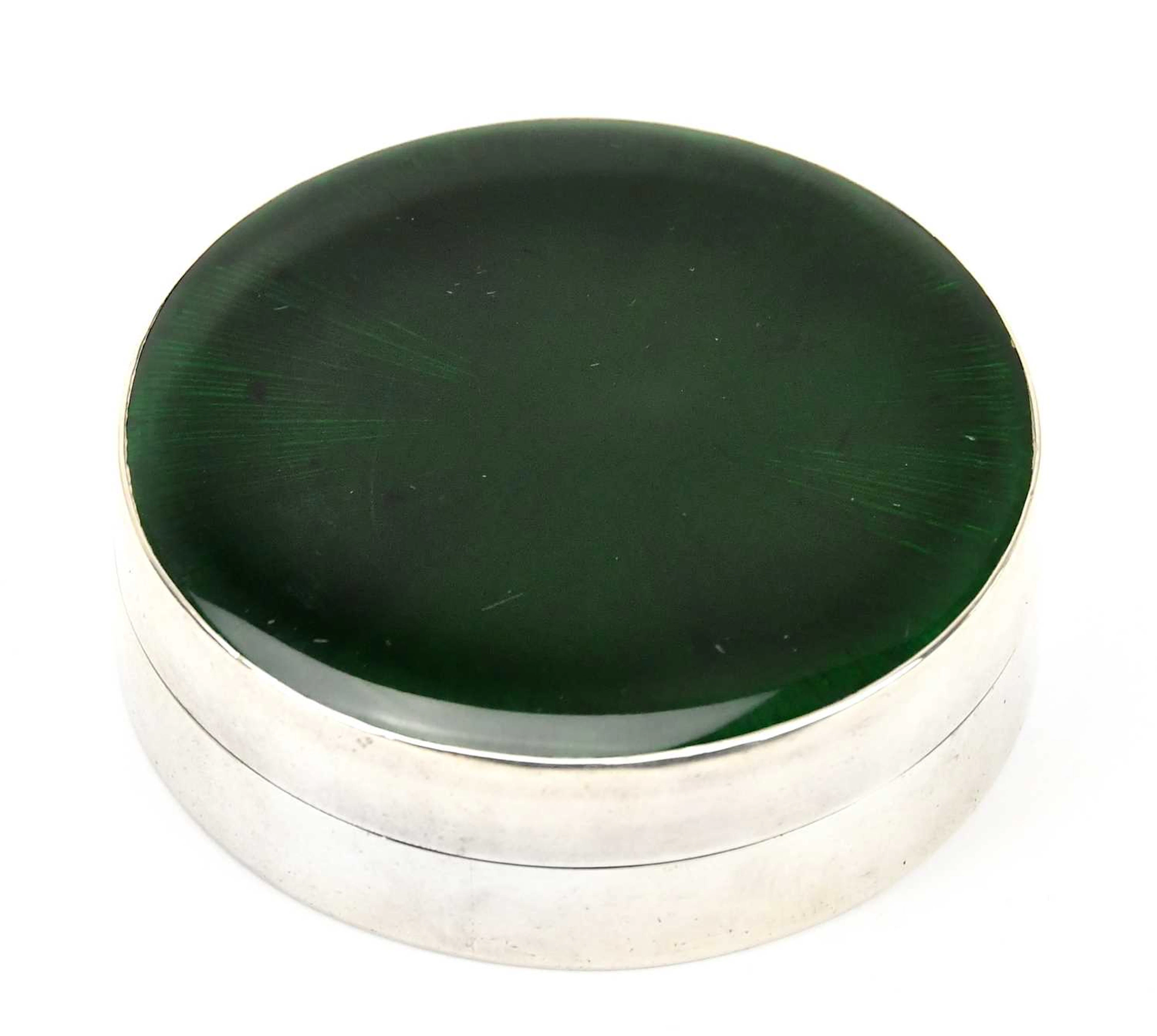 WRIGHT & DAVIES; a Victorian hallmarked silver and green enamel trinket box