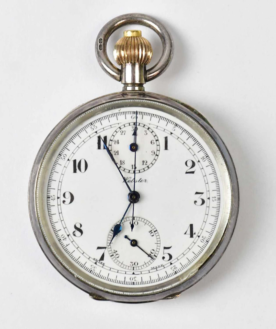 WEBSTER; a George V hallmarked silver open face crown wind pocket watch