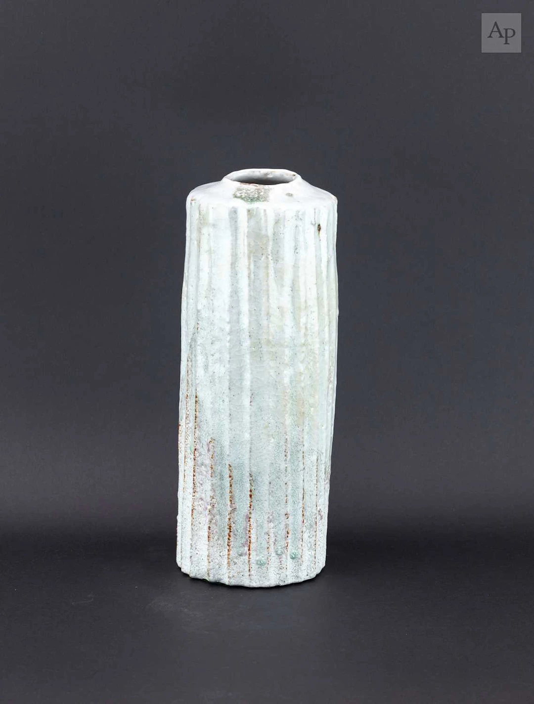 AKIKO HIRAI (born 1970); a tall fluted stoneware vessel...