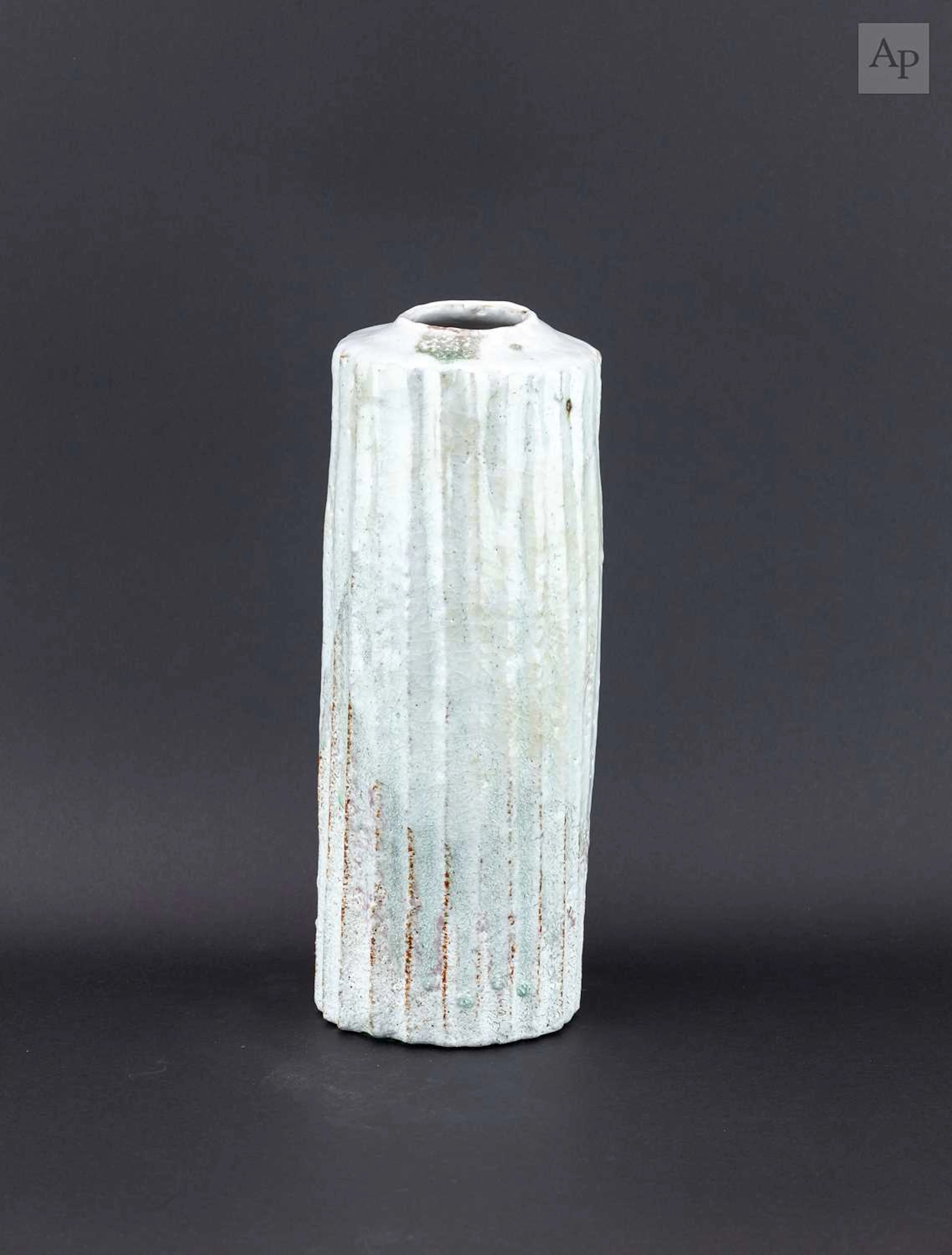 AKIKO HIRAI (born 1970); a tall fluted stoneware vessel...