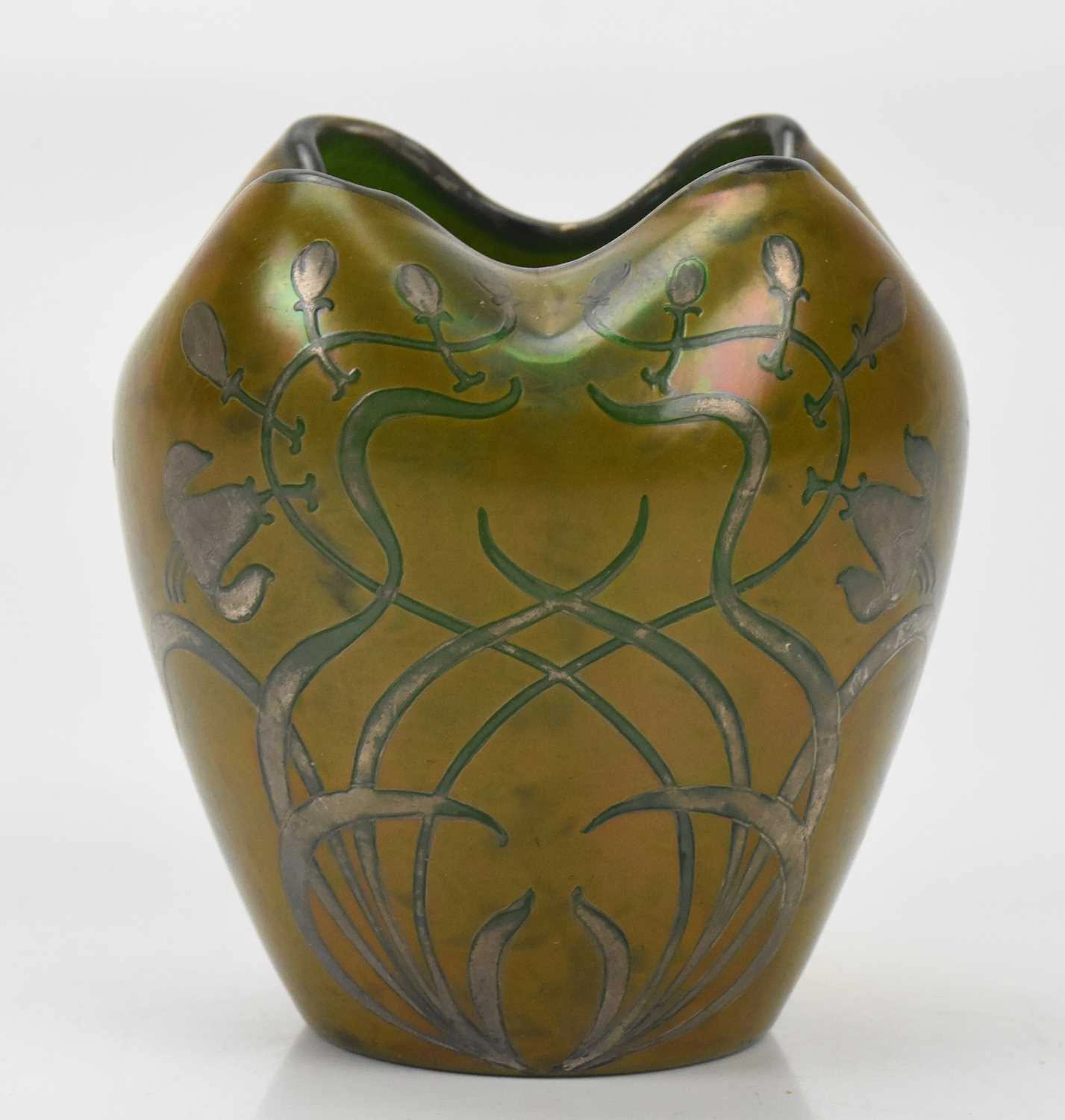 IN THE MANNER OF LOETZ; a good Art Nouveau overlaid glass vase