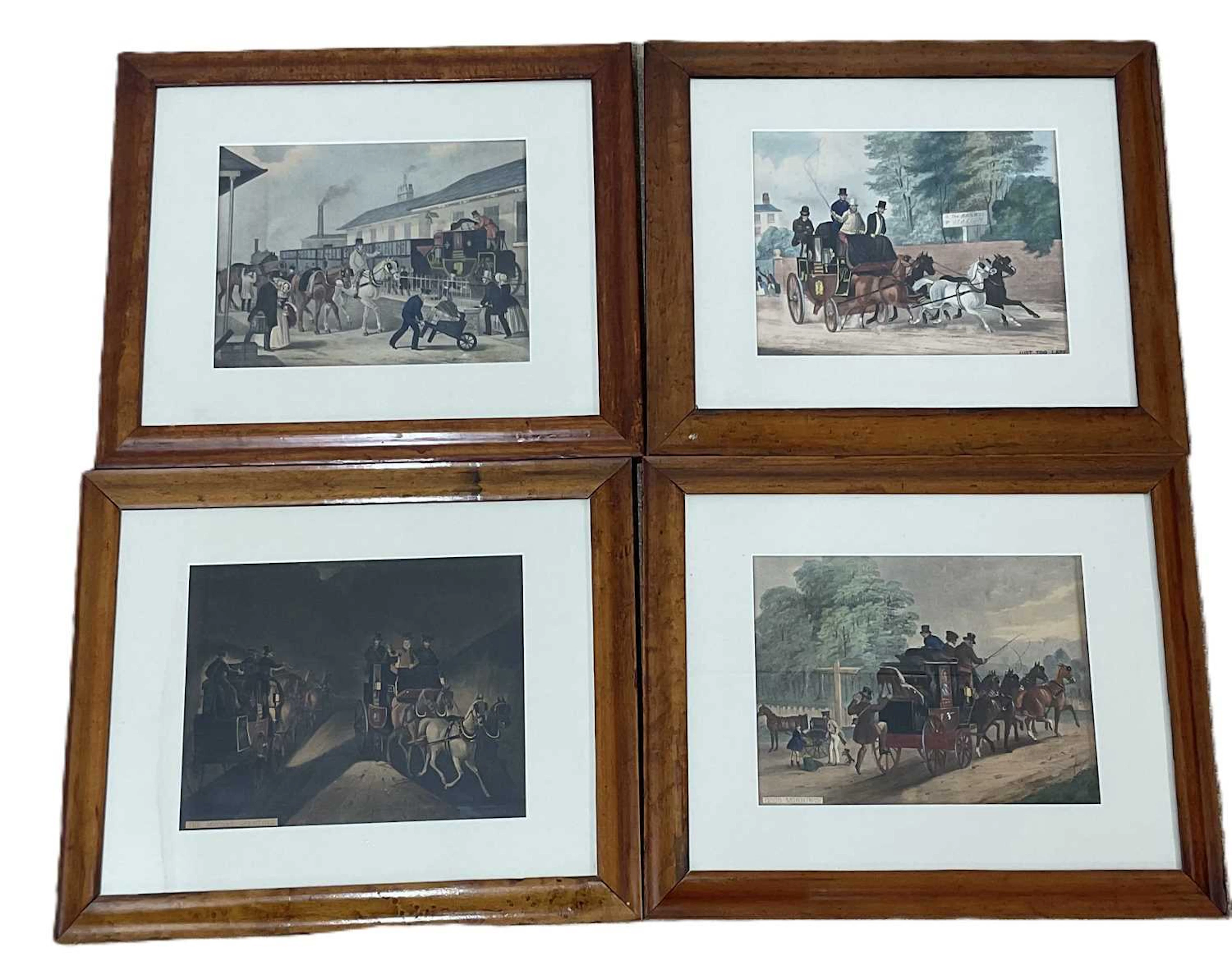 UNATTRIBUTED; a set of four 19th century coloured coaching prints