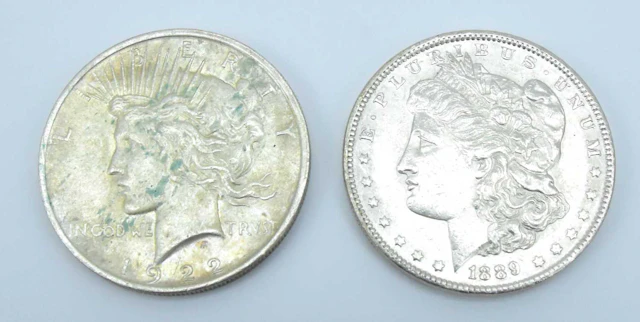 Two USA silver dollars