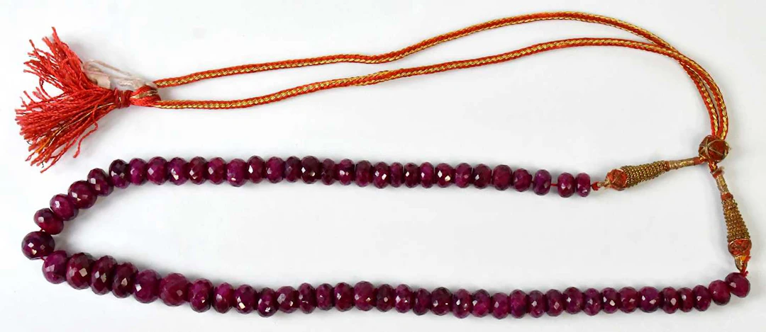 An Indian ruby beaded necklace