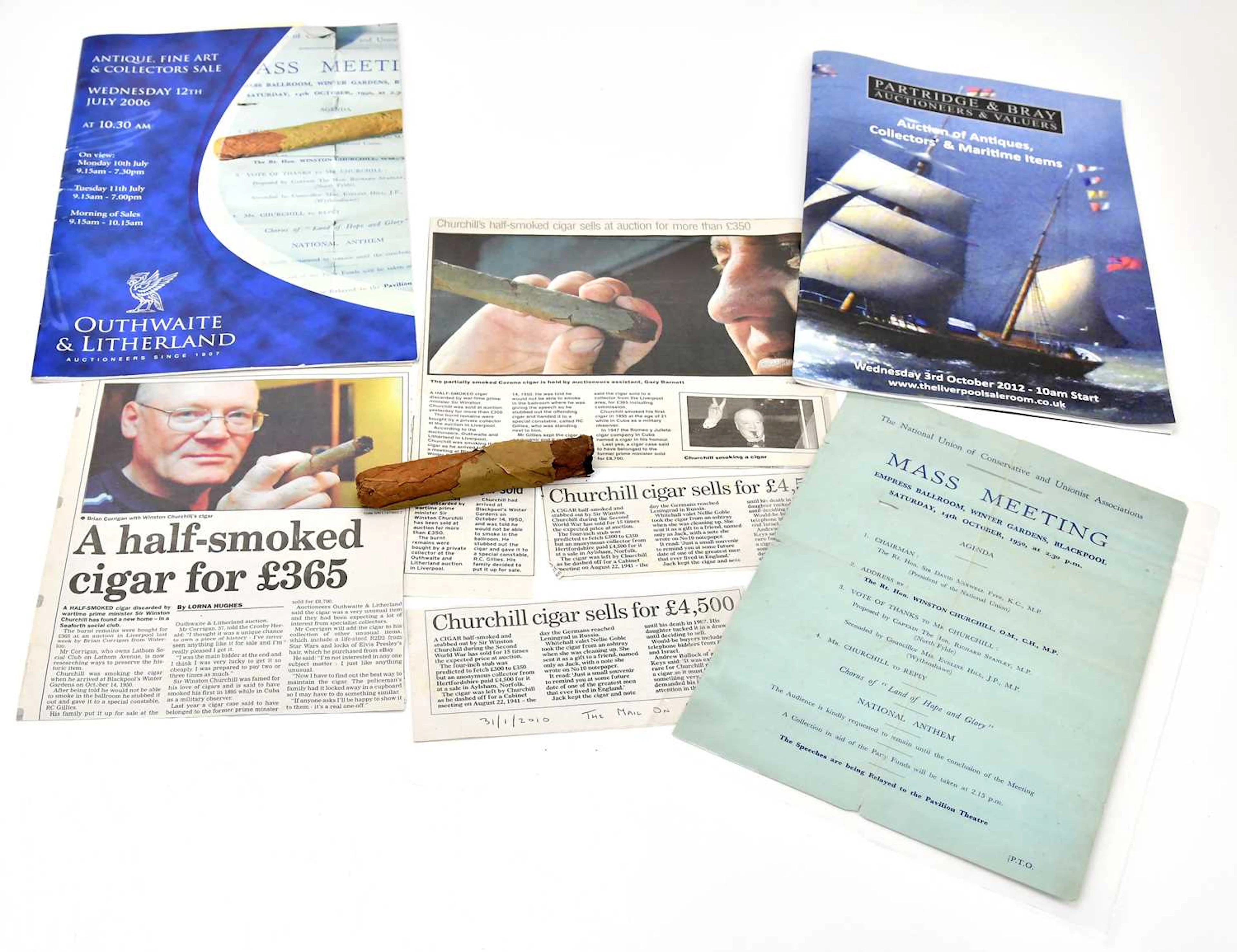 A rare Winston Churchill half smoked cigar