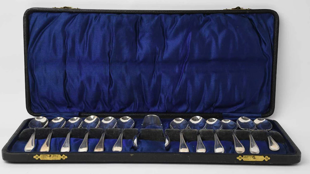 A cased set of twelve George V hallmarked silver coffee spoons