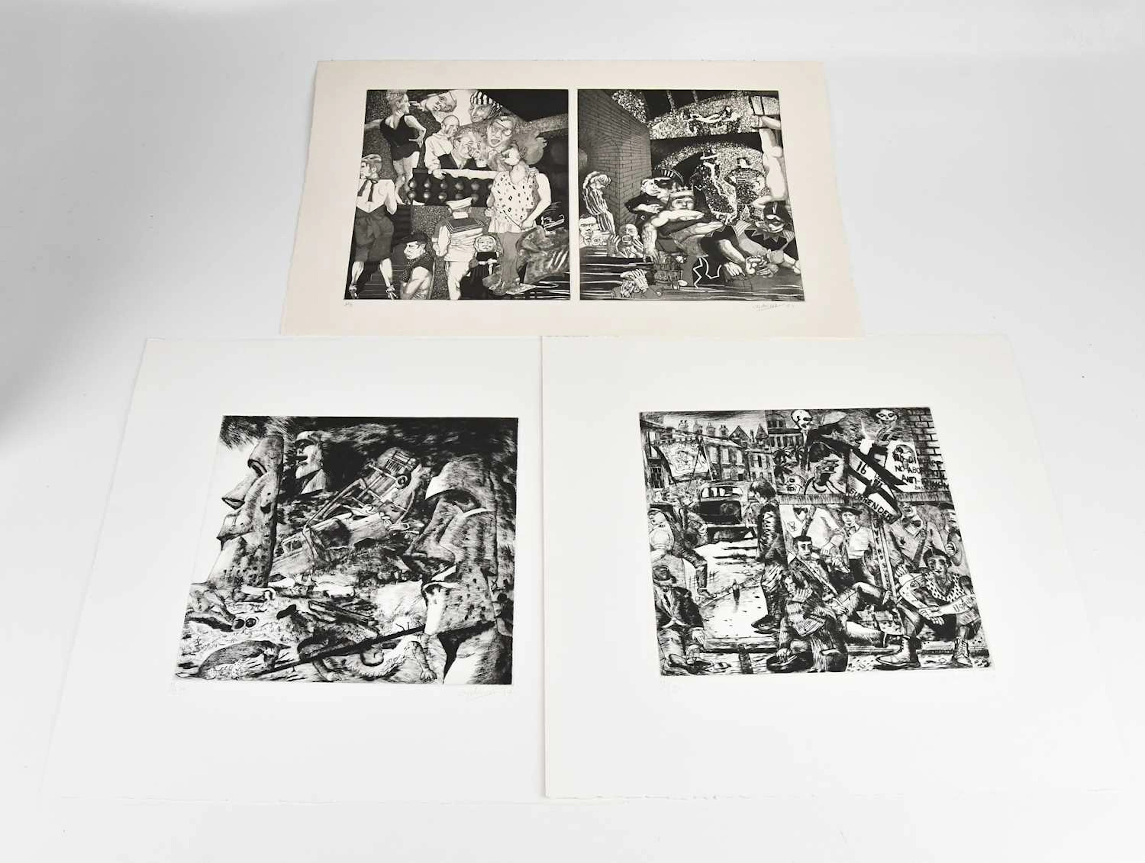 ANTHONY DAVIES; a group of three pencil signed limited edition etchings