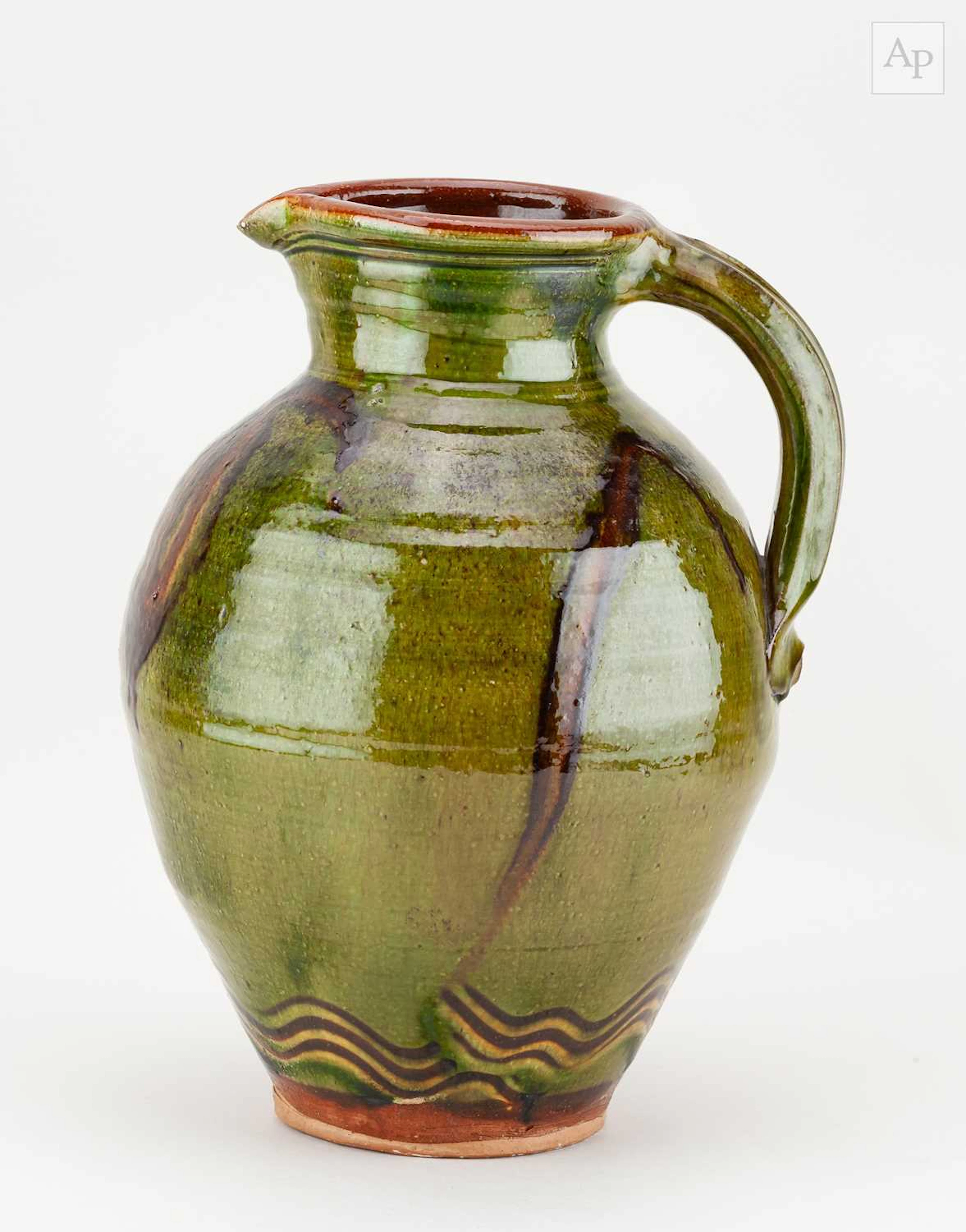 CLIVE BOWEN (born 1943); a slipware jug with trailed and...