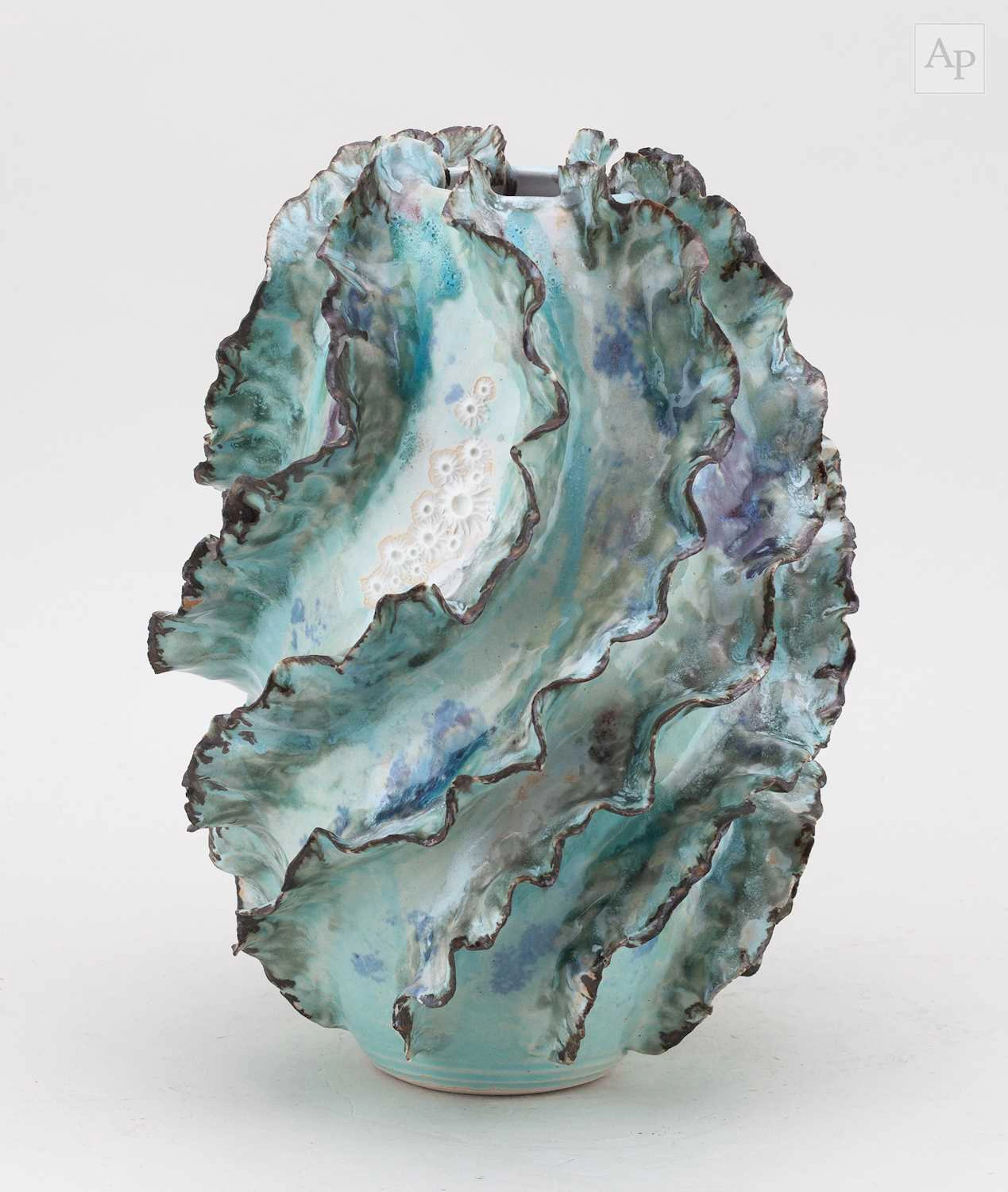 BELINDA GLENNON; a large stoneware seed pod form covered...