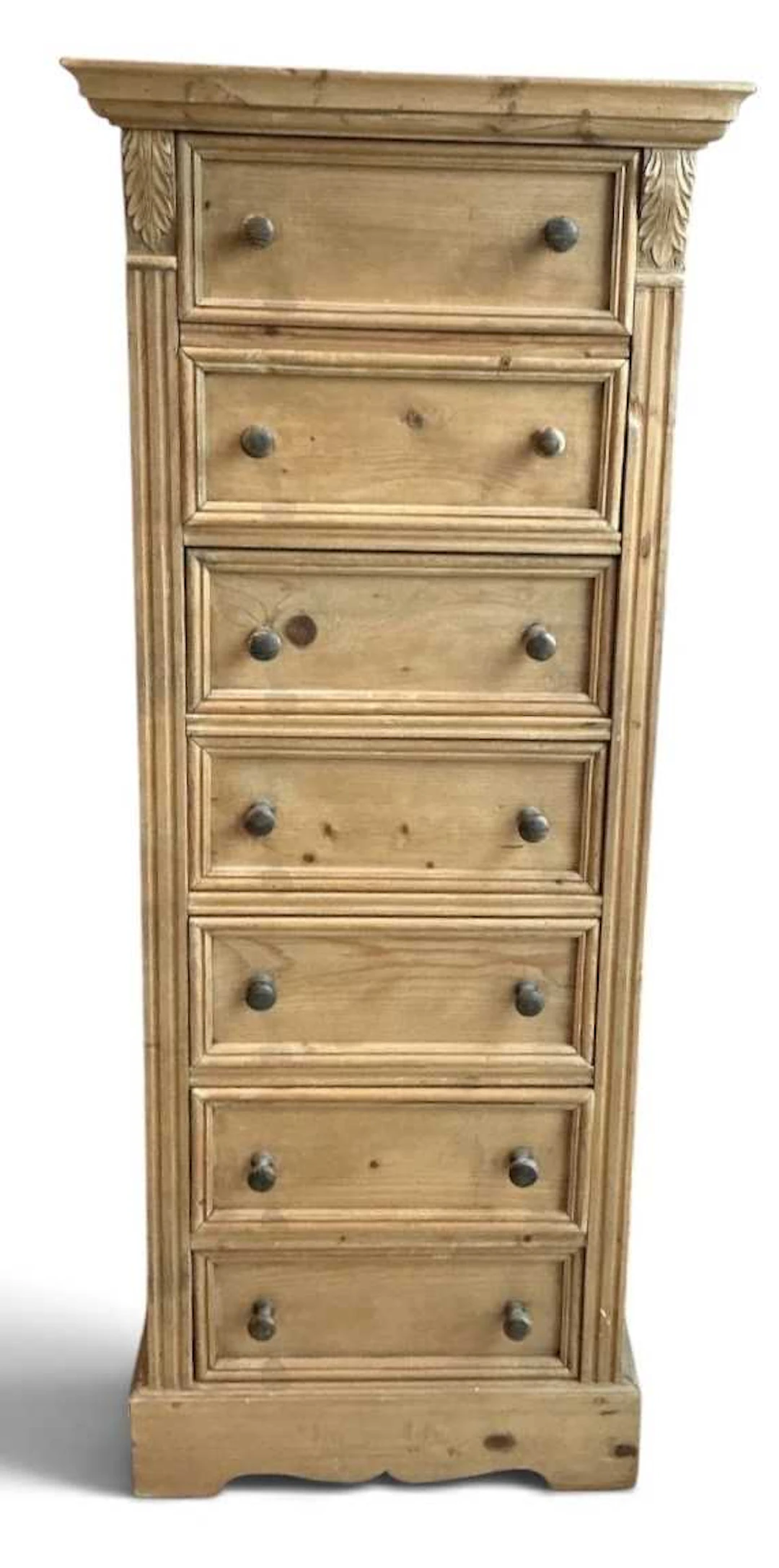 A modern pine Wellington type semainier seven drawer chest