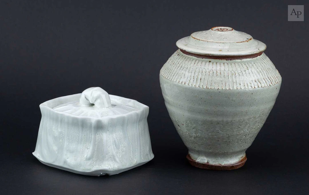 TIM LAKE (born 1974); a partially fluted stoneware caddy...