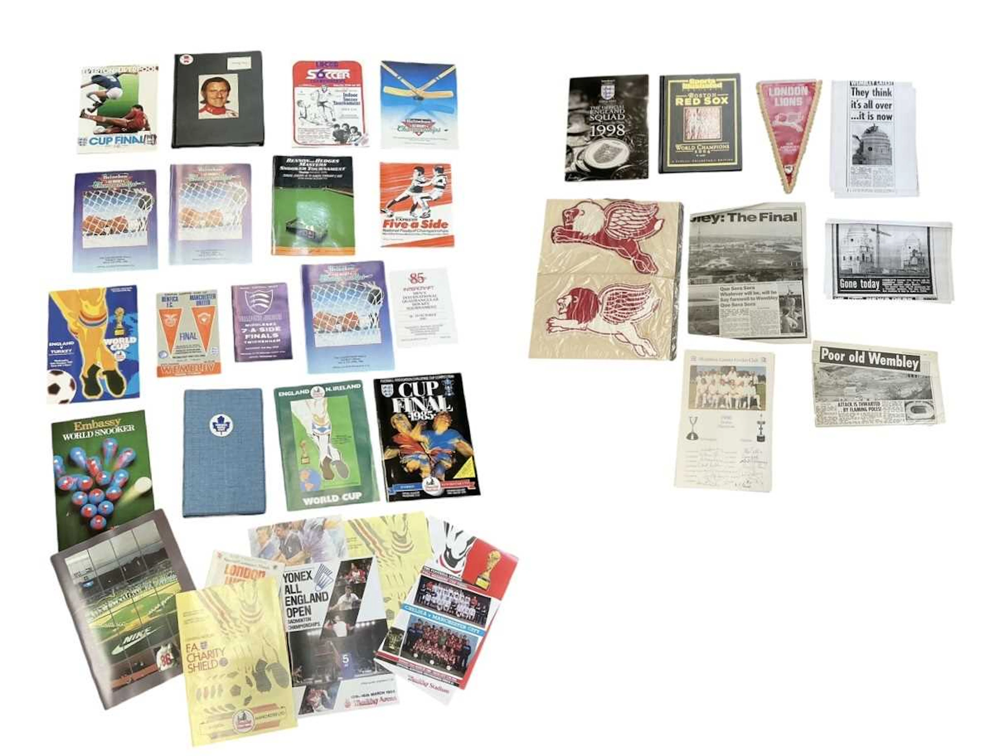 A quantity of assorted sporting memorabilia including...