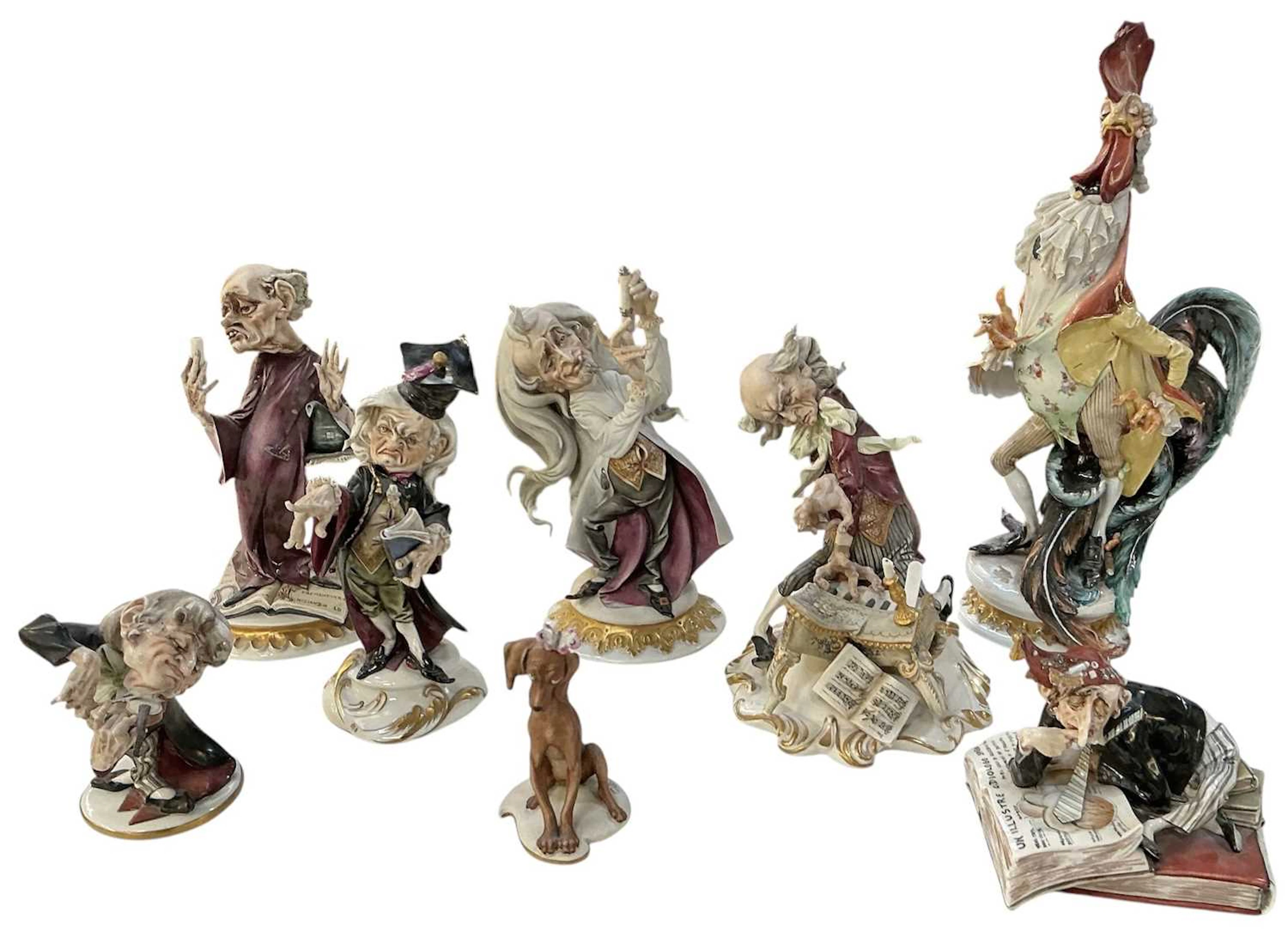 CAPODIMONTE; eight assorted porcelain figures