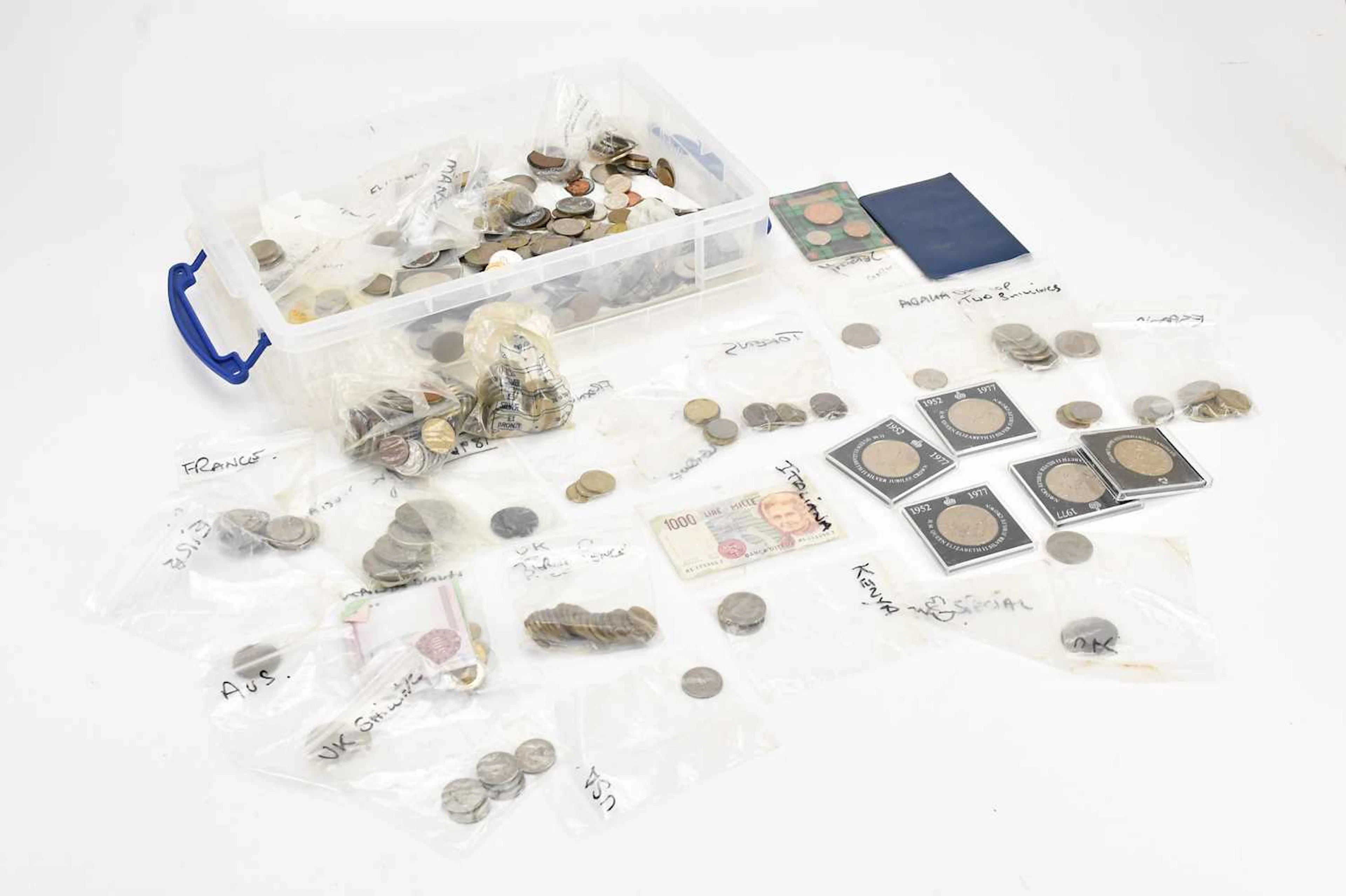 An extensive collection of coins