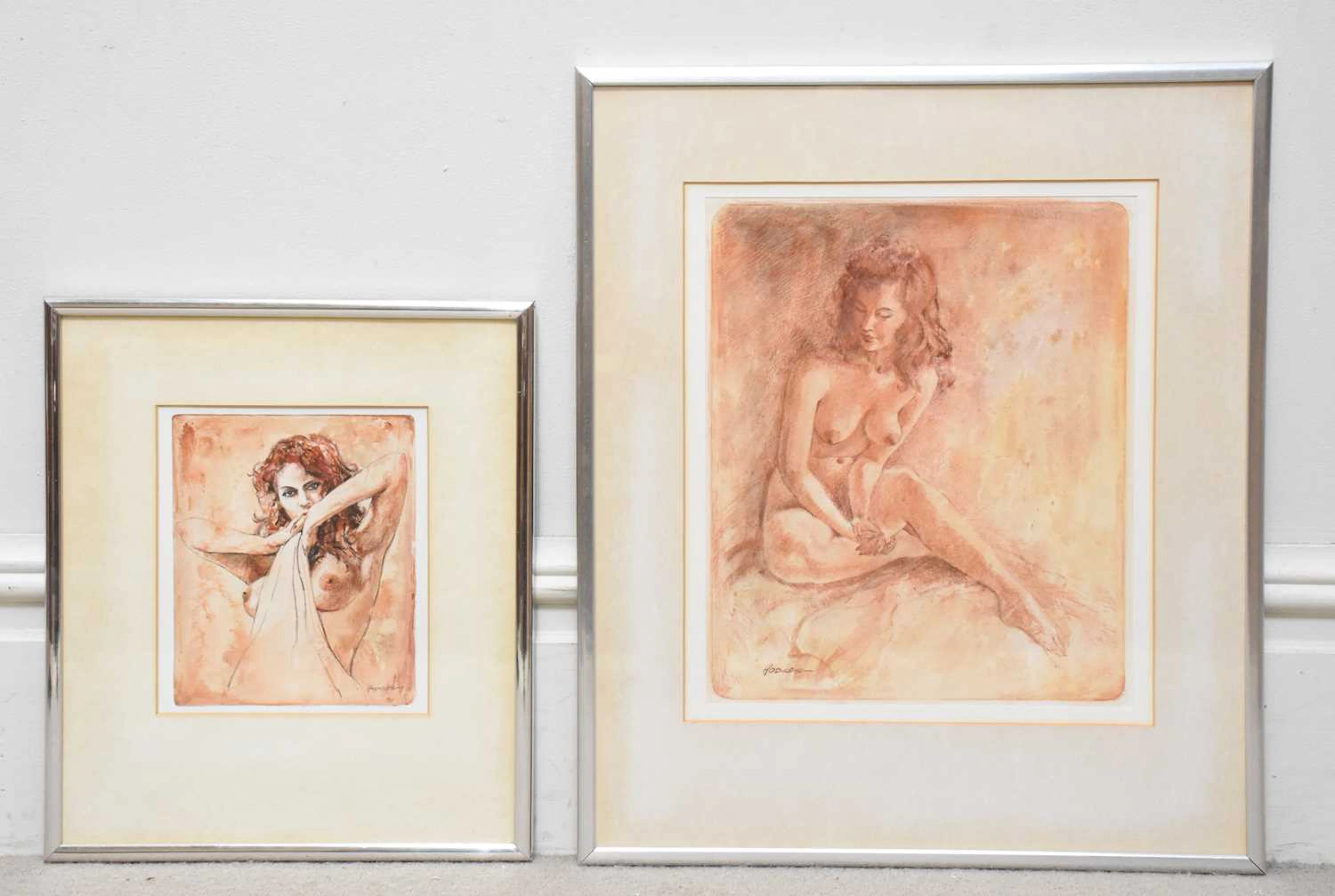 EDGAR HODGES (1928-2025); two watercolours representing...