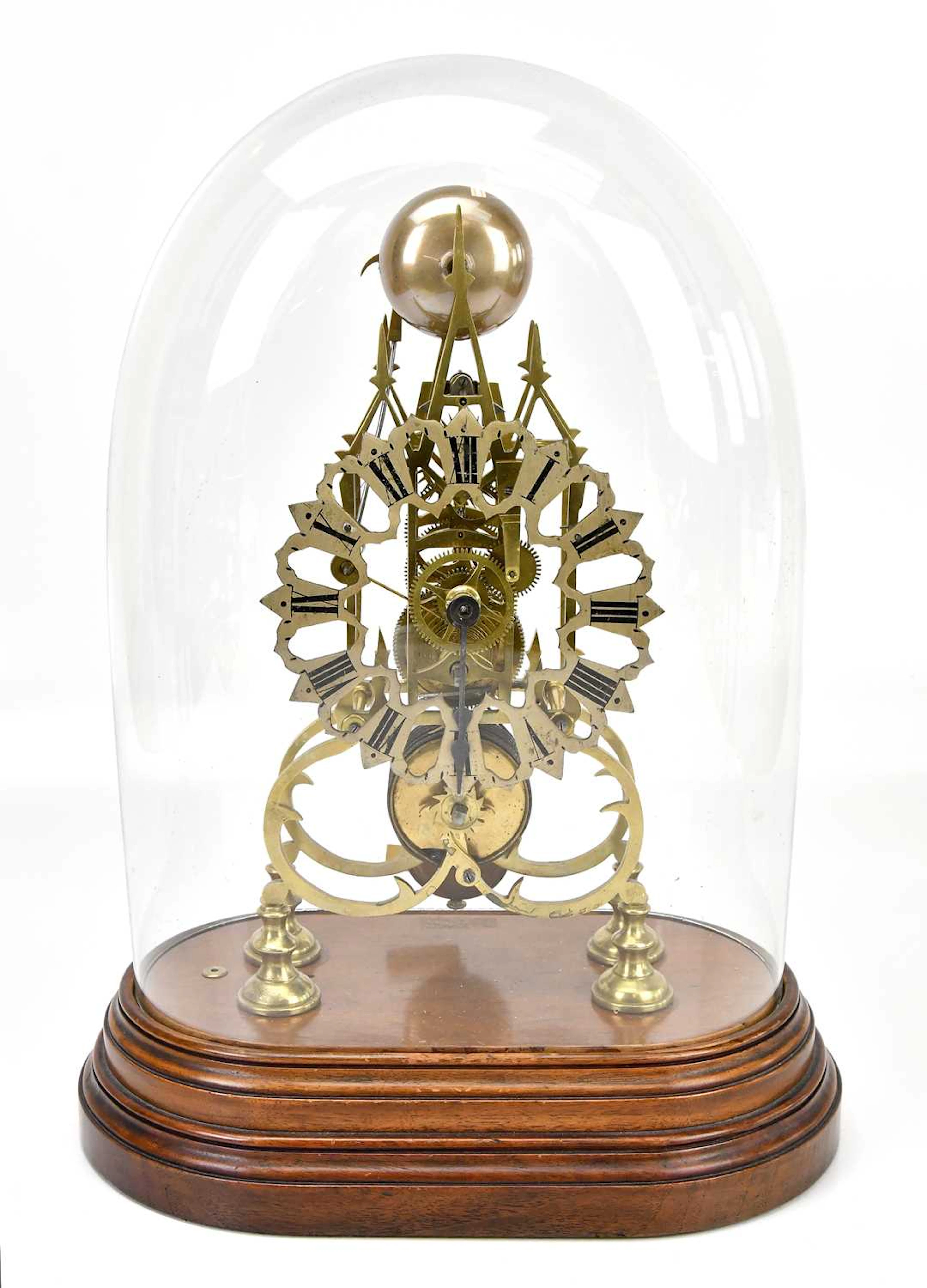 A good brass skeleton clock