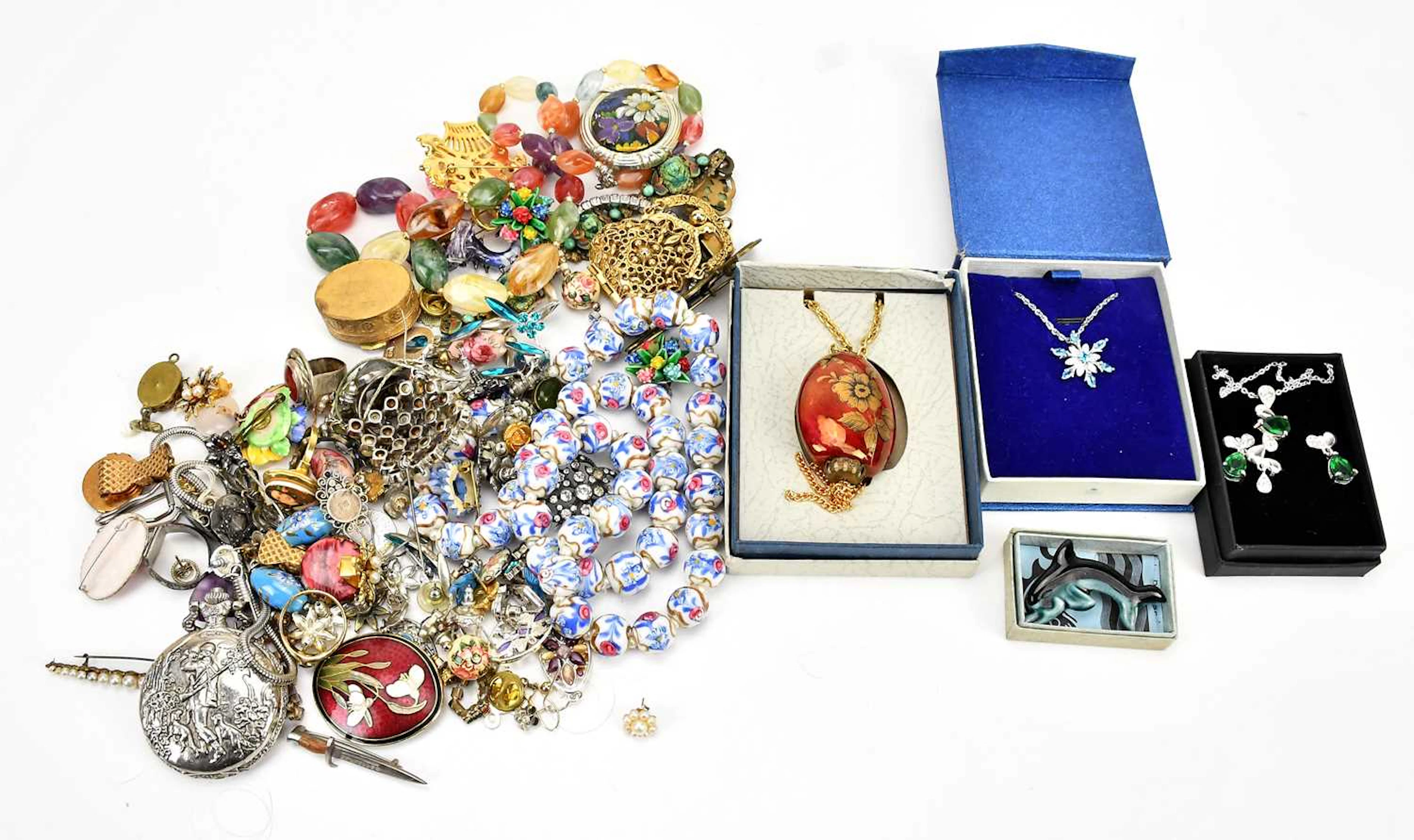 A selection of assorted costume jewellery including beaded necklaces