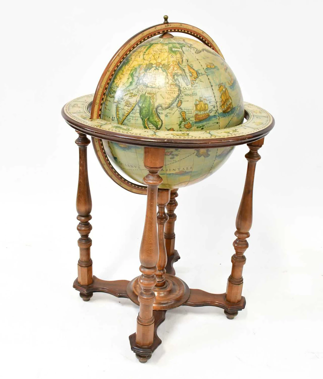 ZOFFOLI; a vintage floor globe on wooden stand