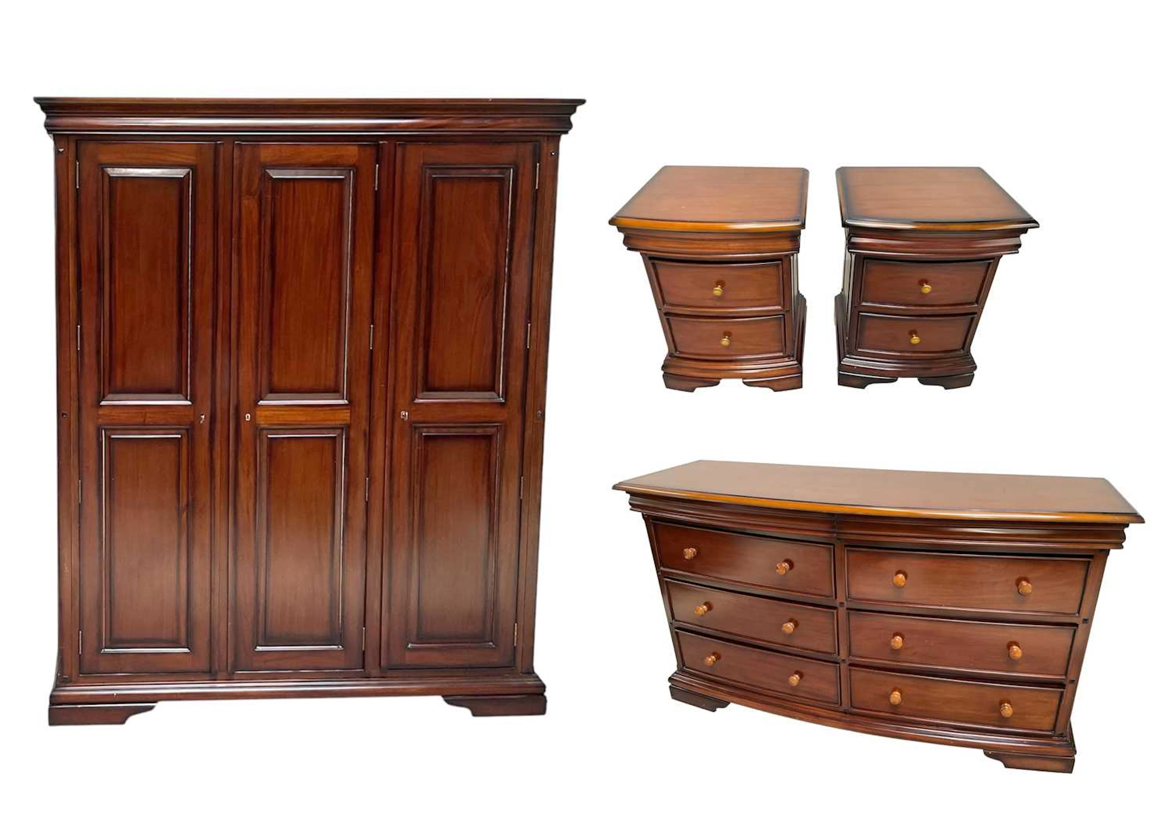 A modern hardwood bedroom suite