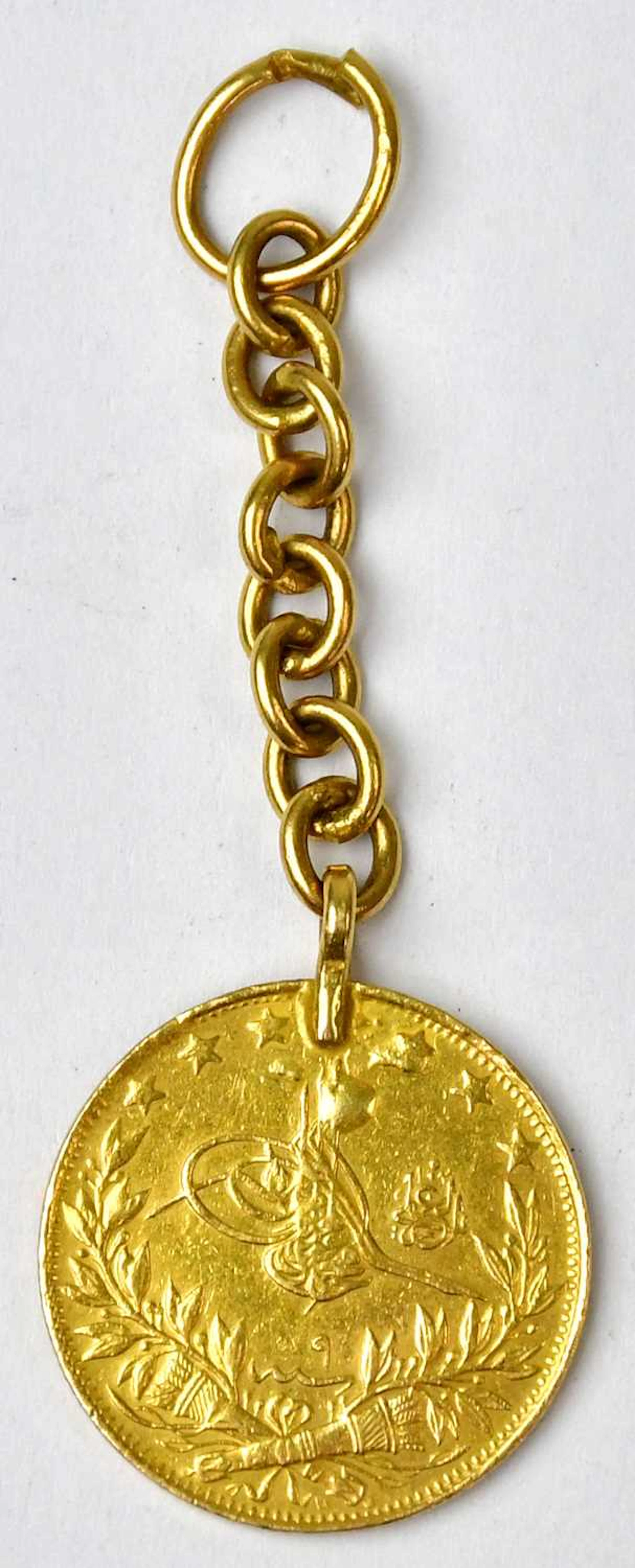 A Turkish 100 kurush gold coin converted to a pendant/fob