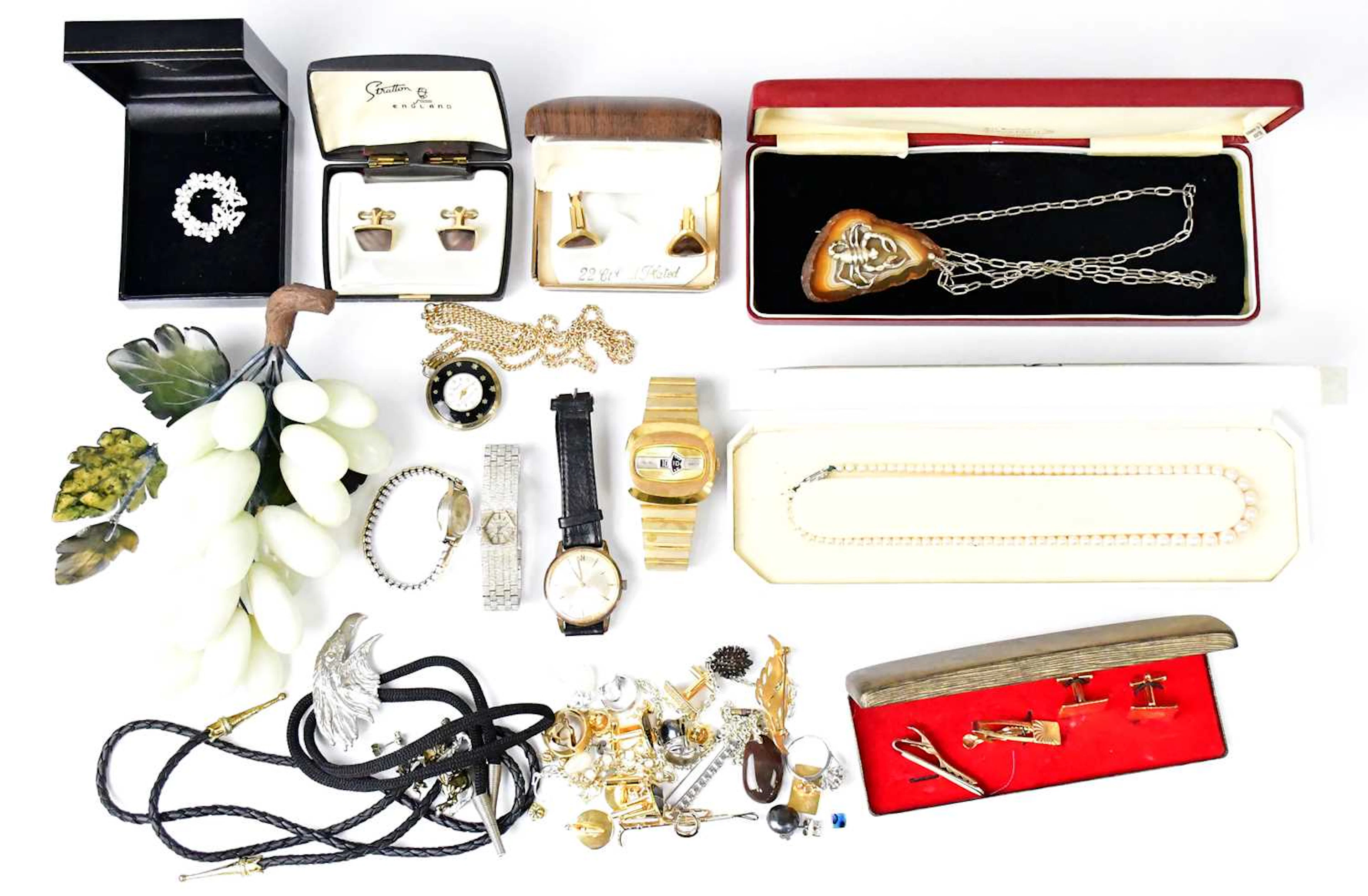 A quantity of vintage costume jewellery and watches