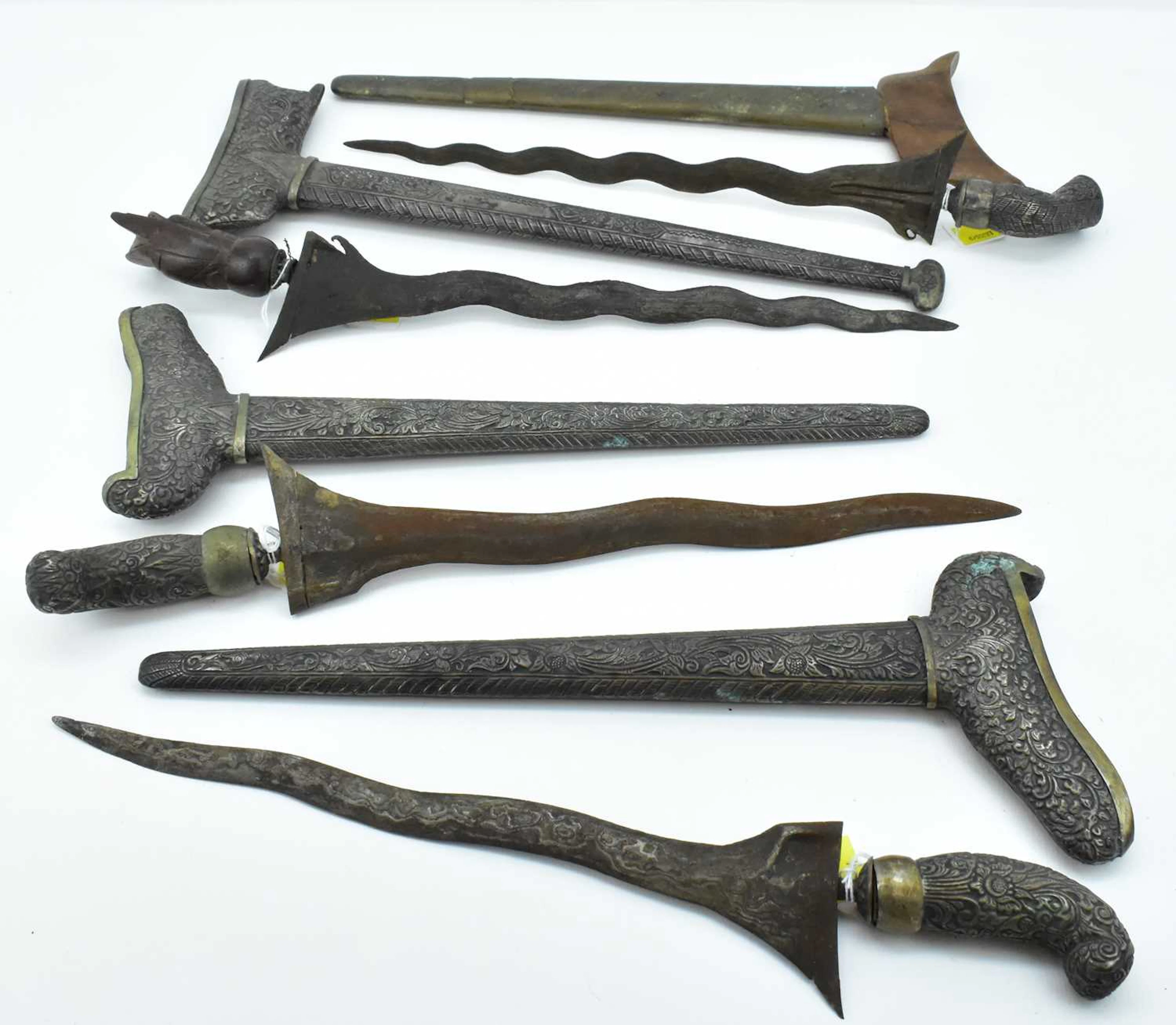 Four antique Indonesian/South East Asian kris daggers