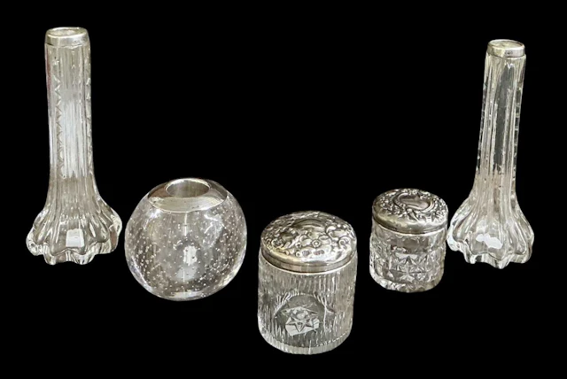 A pair of Edward VII hallmarked silver mounted posy vases