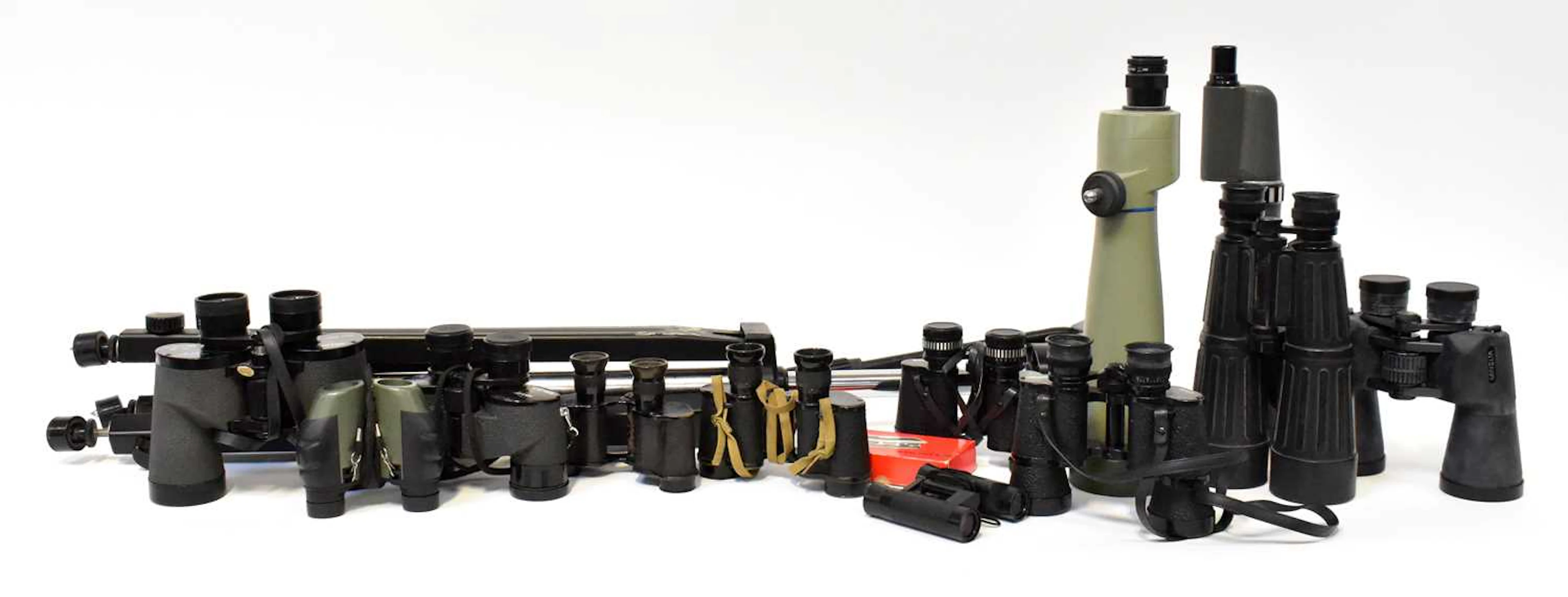 Various scopes and binoculars including a pair of...