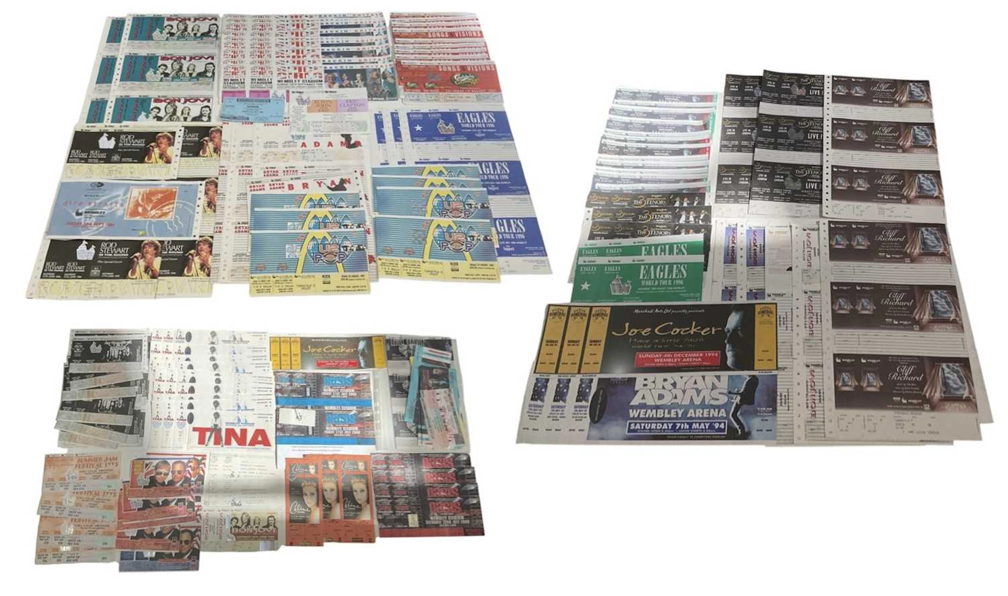 A collection of assorted rock and pop tickets