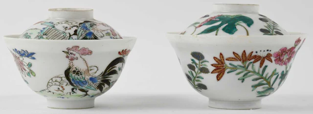 Two early 20th century Chinese hand painted Famille Rose...