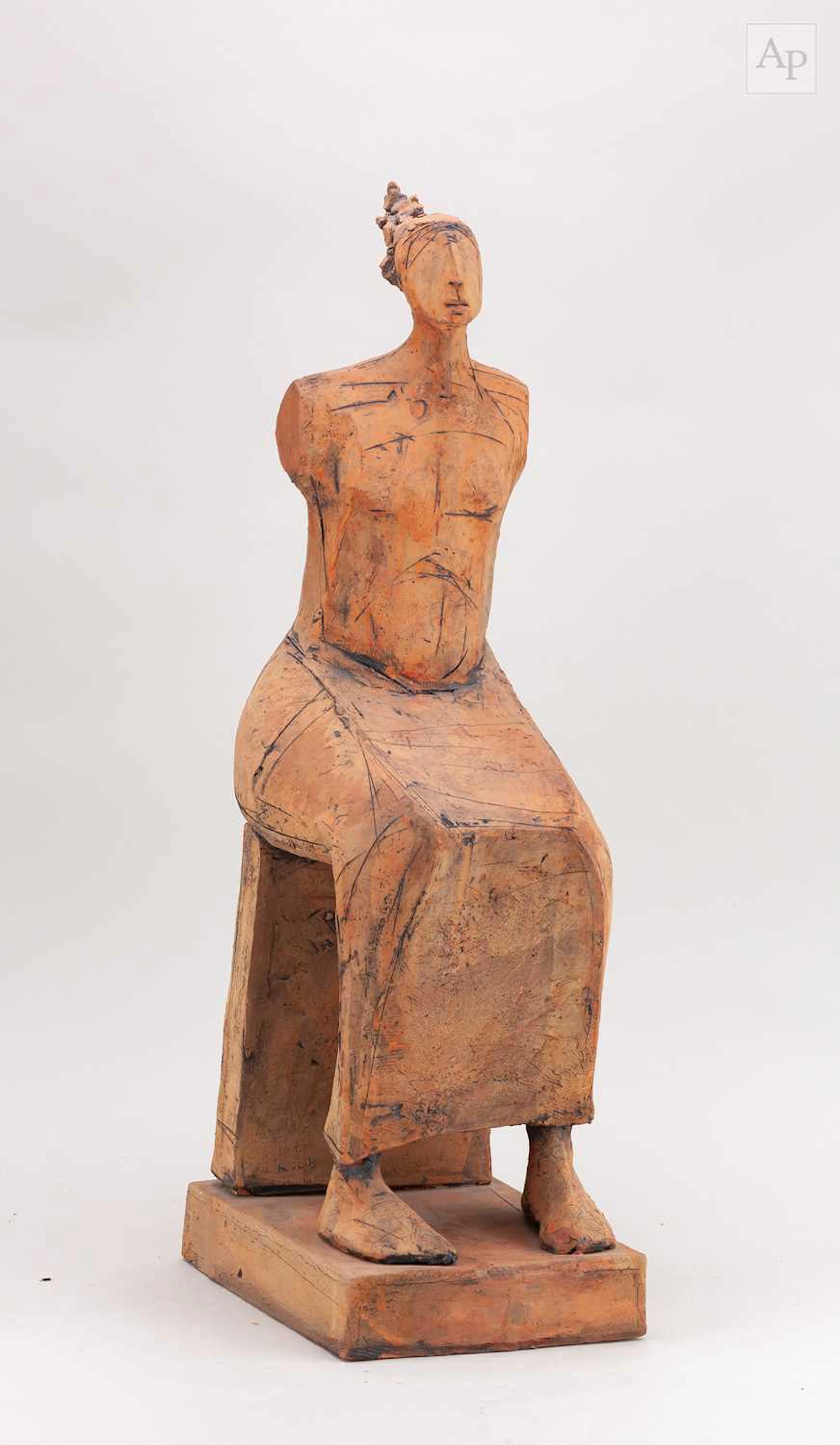 CHRISTY KEENEY (born 1958); an earthenware sculpture of a...