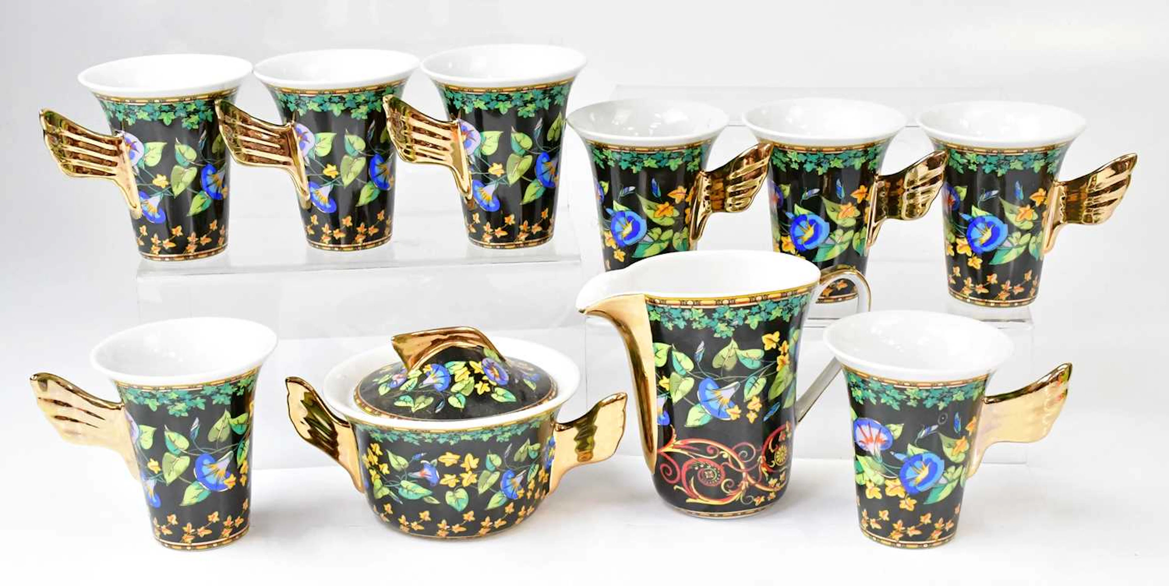 VERSACE; eight Rosenthal 'Gold Ivy' mugs