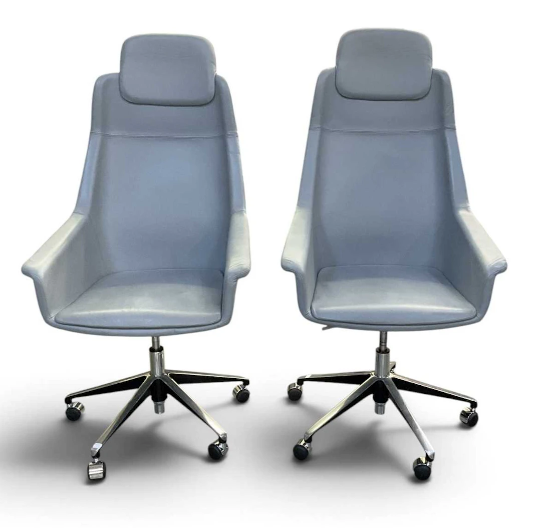 LAS; a pair of modern contemporary Italian baby blue...