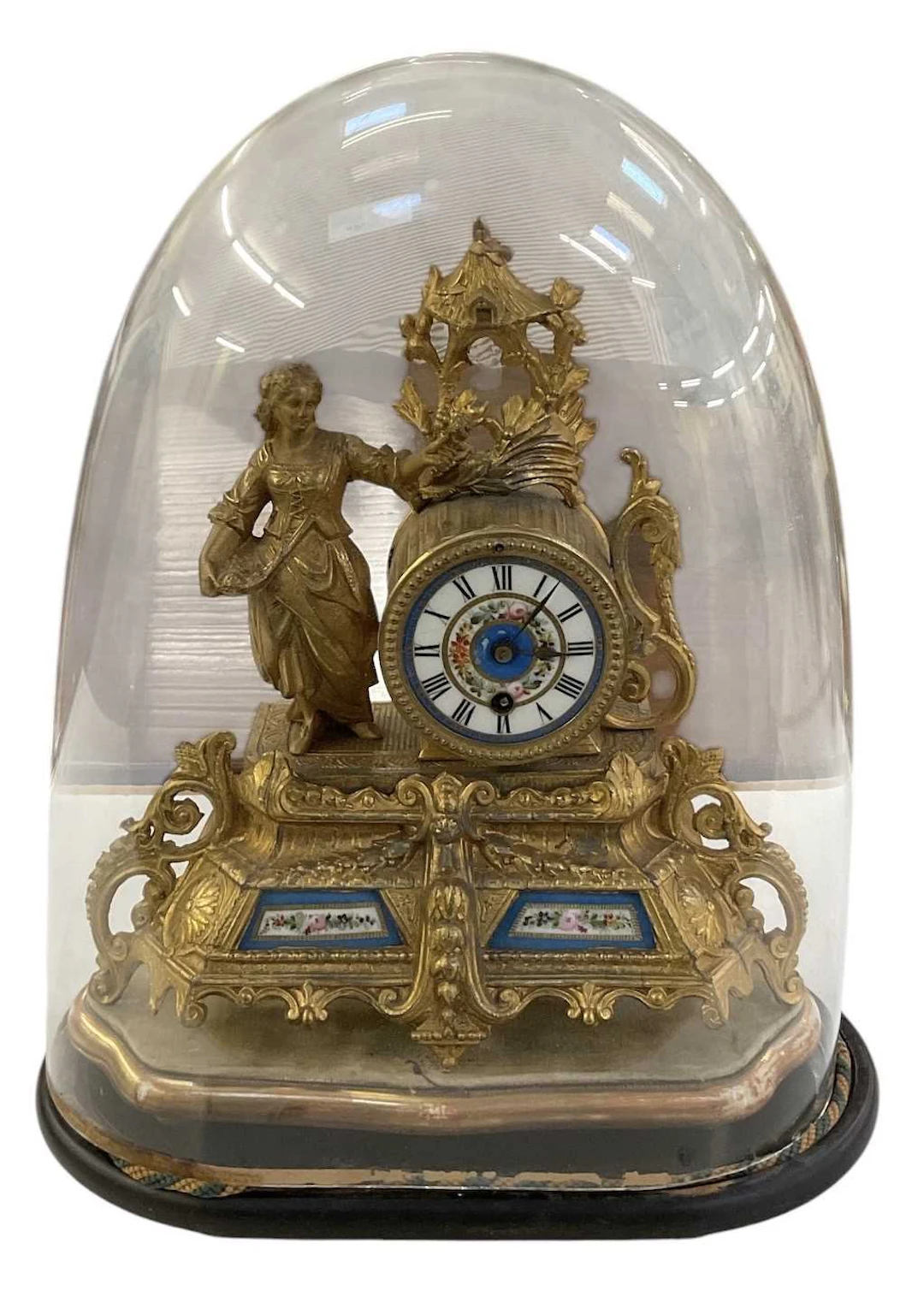 A late 19th century French gilt metal ormolu hand painted...