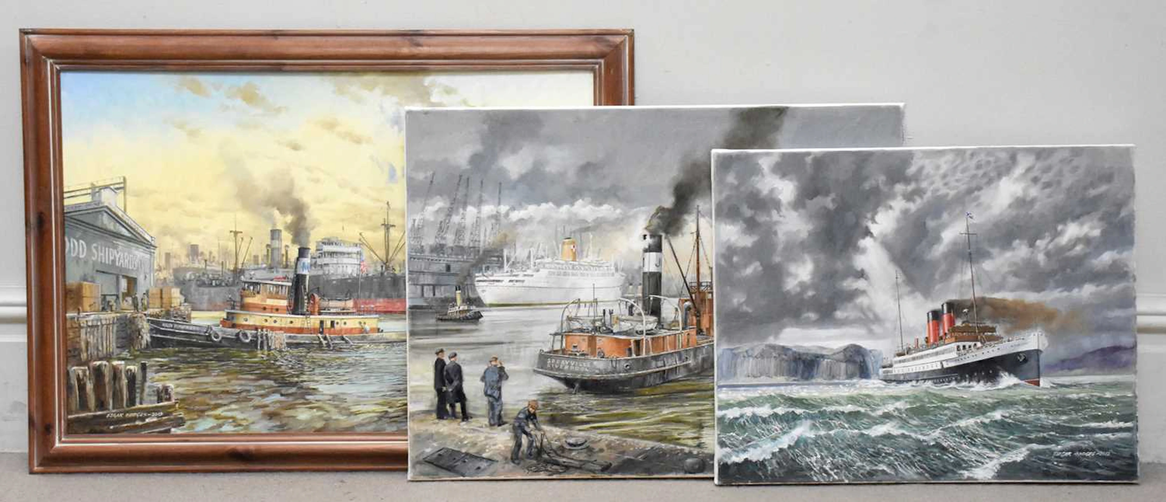 EDGAR HODGES (1928-2025); three oils on canvas