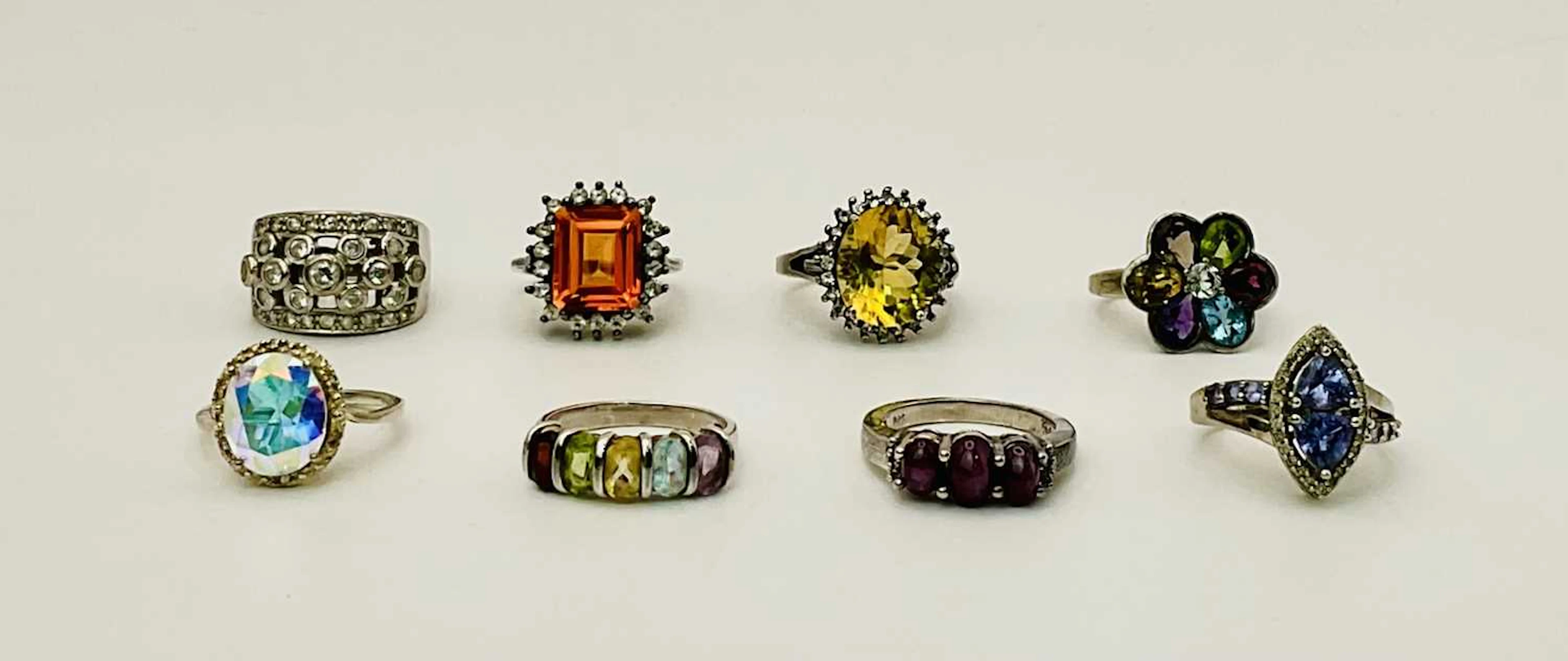 A collection of silver dress rings