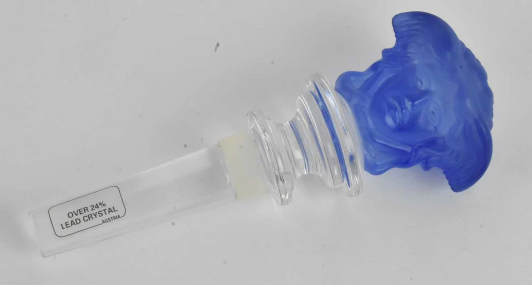 A Rosenthal Versace Treasury Collection cobalt blue Medusa bottle stopper